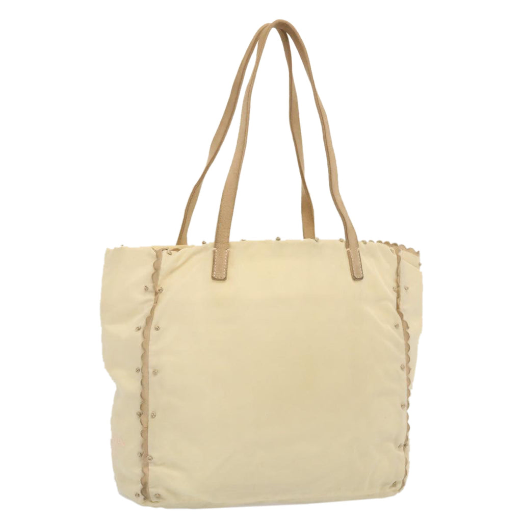 PRADA Tote Bag Nylon Beige cl759