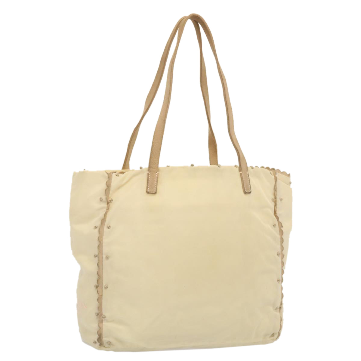PRADA Tote Bag Nylon Beige cl759