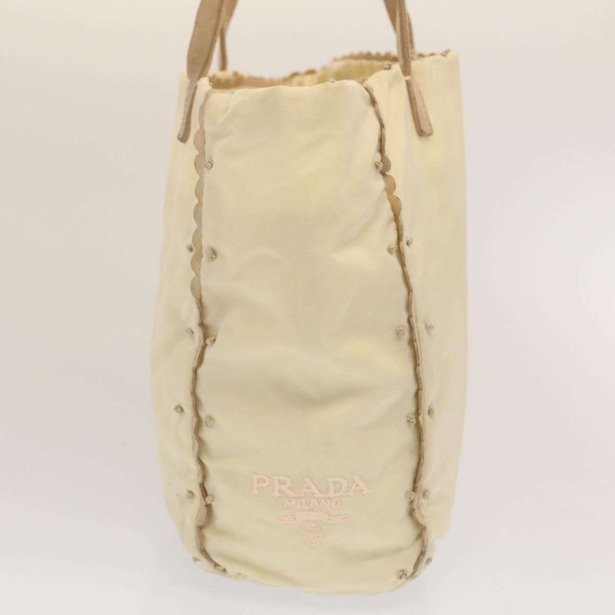 PRADA Tote Bag Nylon Beige cl759