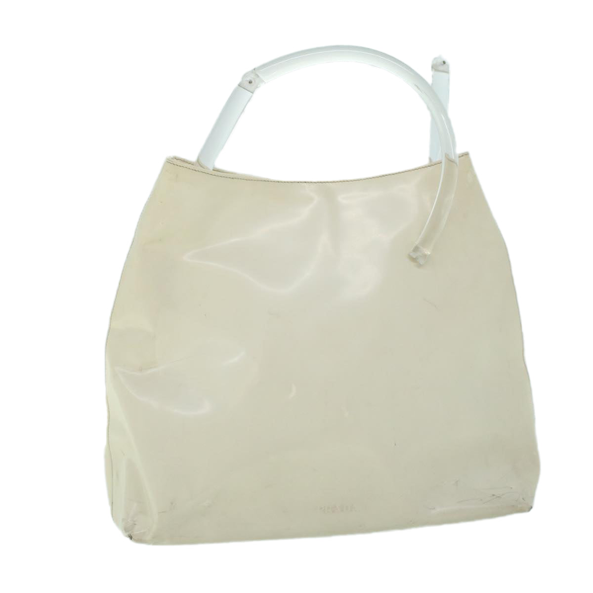 PRADA Hand Bag Leather White cl785
