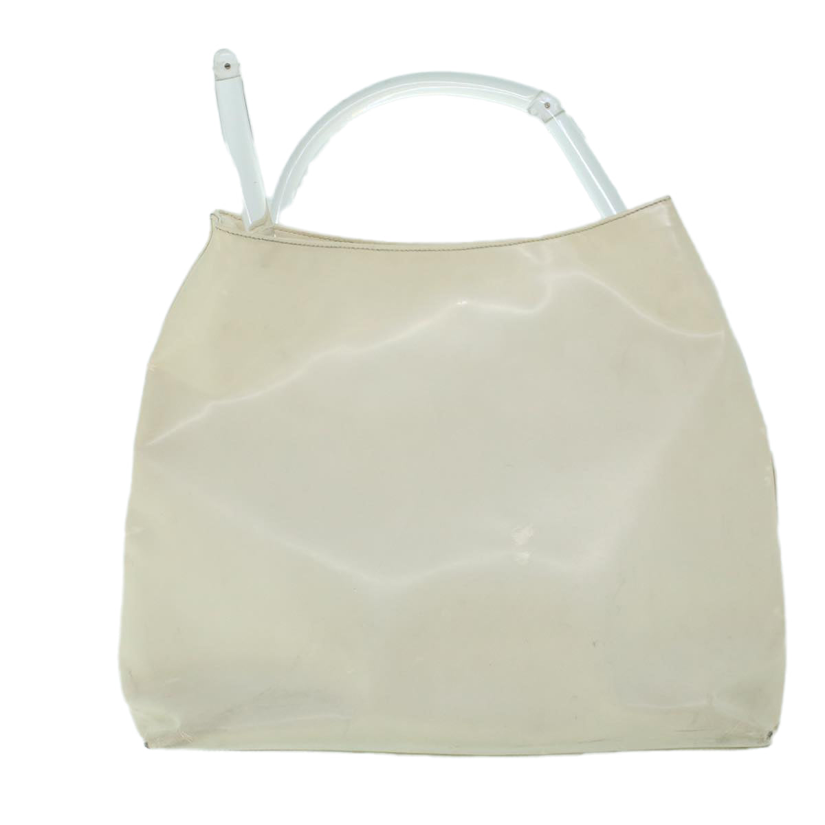 PRADA Hand Bag Leather White cl785