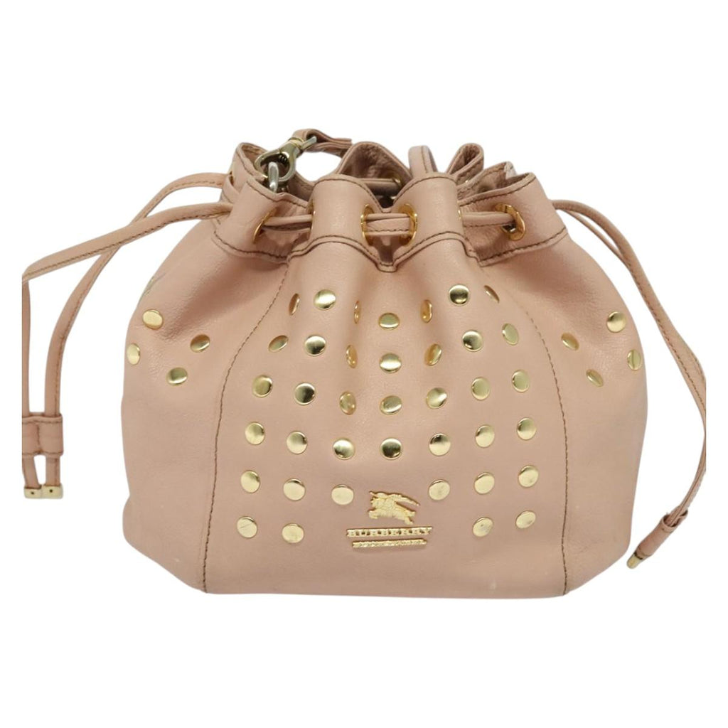 BURBERRY Blue Label Shoulder Bag Leather Gold Pink EC376