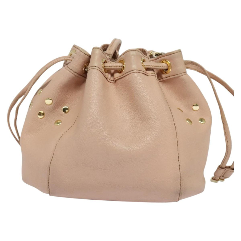 BURBERRY Blue Label Shoulder Bag Leather Gold Pink EC376