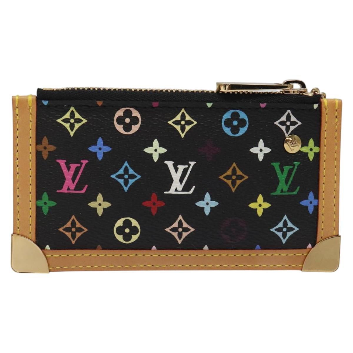 LOUIS VUITTON Monogram Multicolor Pochette Cles Purse Black M92654 EC410SV