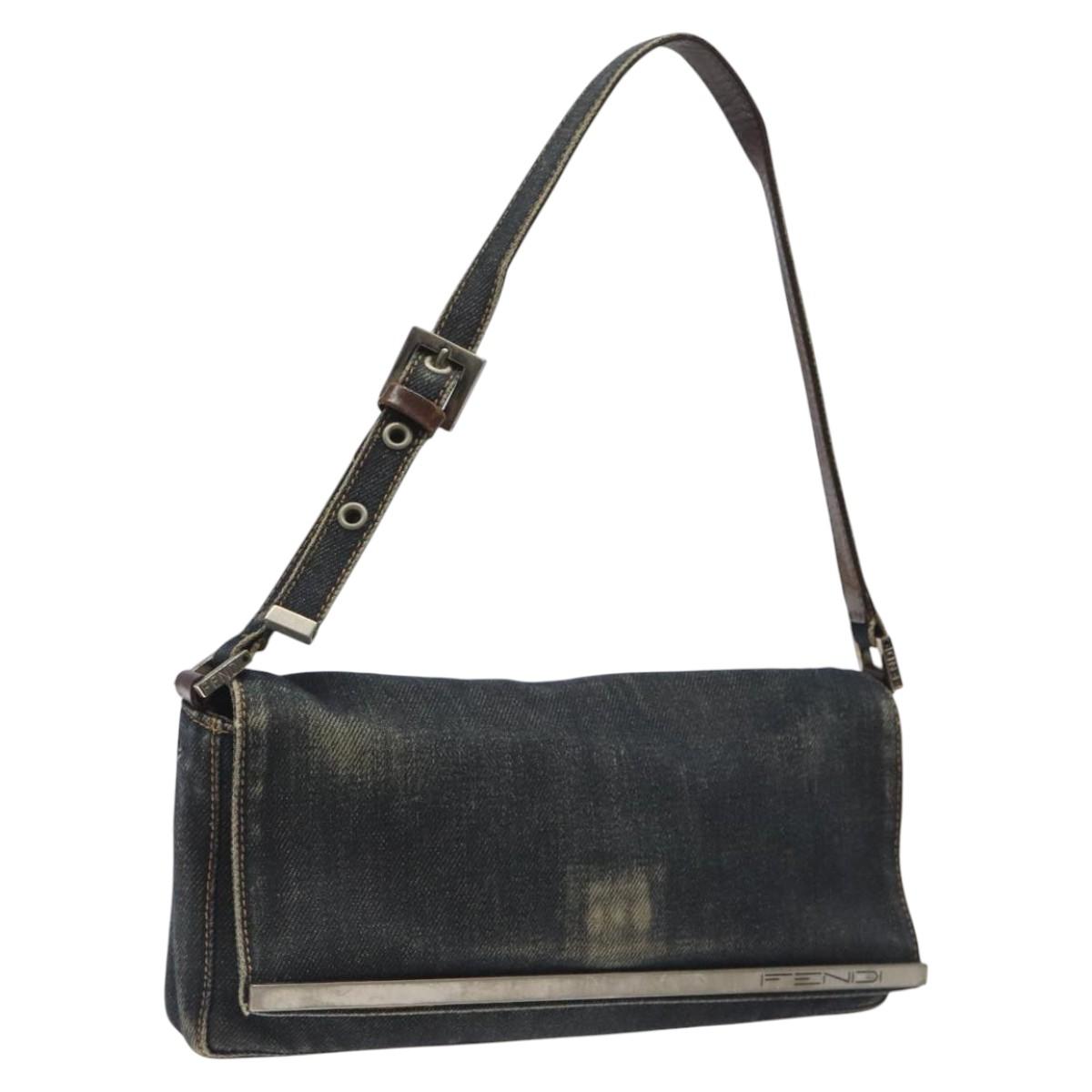 FENDI Shoulder Bag Denim Navy EC962