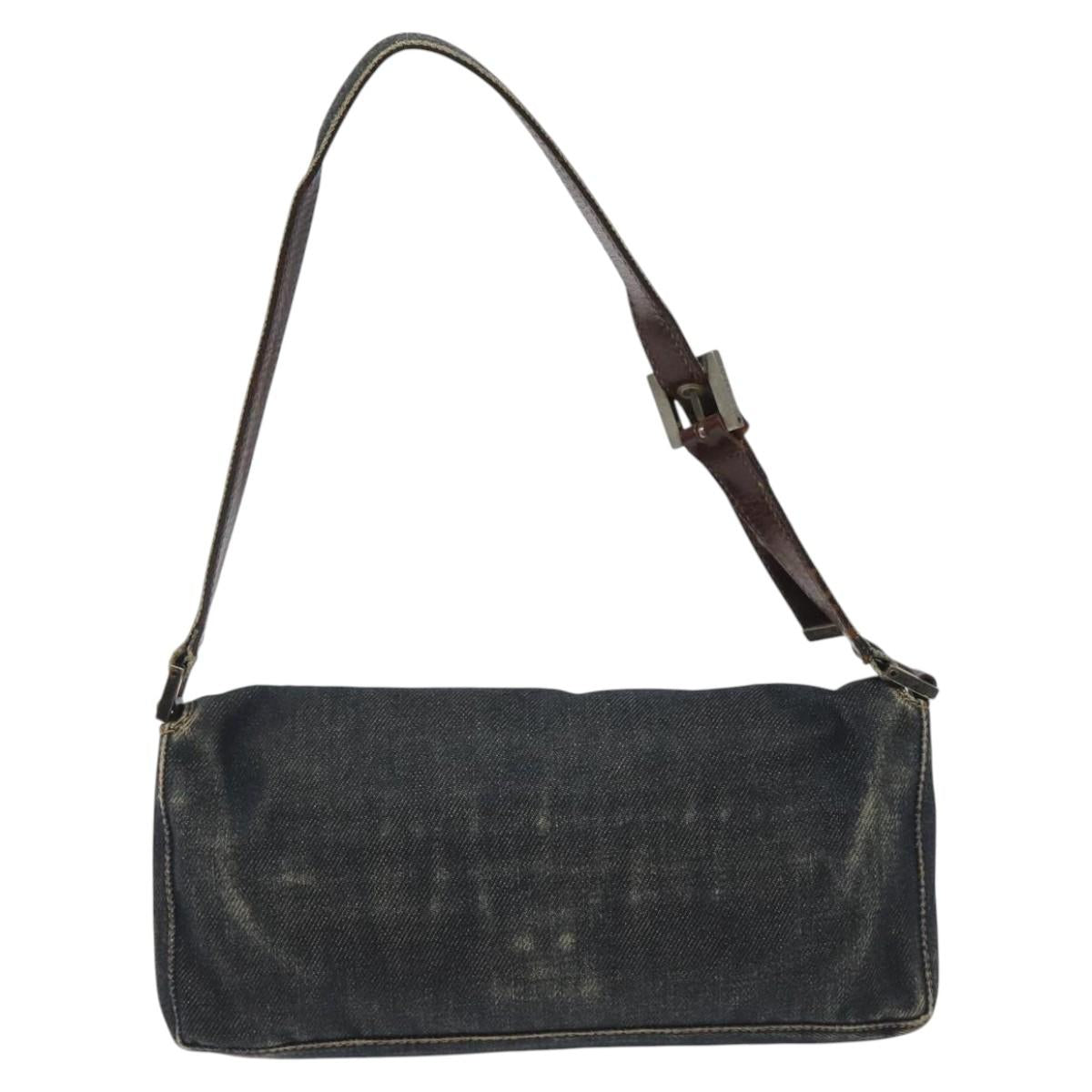 FENDI Shoulder Bag Denim Navy EC962