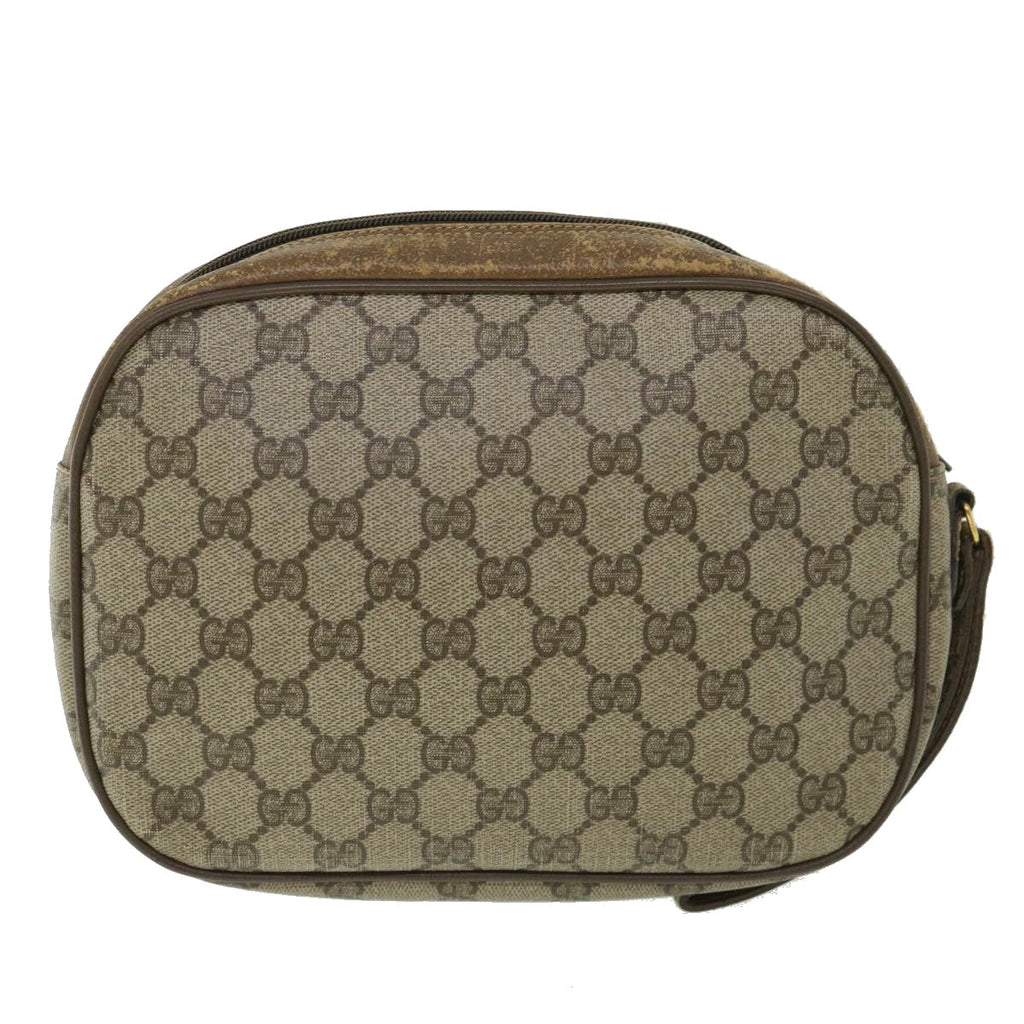 GUCCI GG Canvas Web Sherry Line Clutch Bag PVC Leather Beige Green ep1670