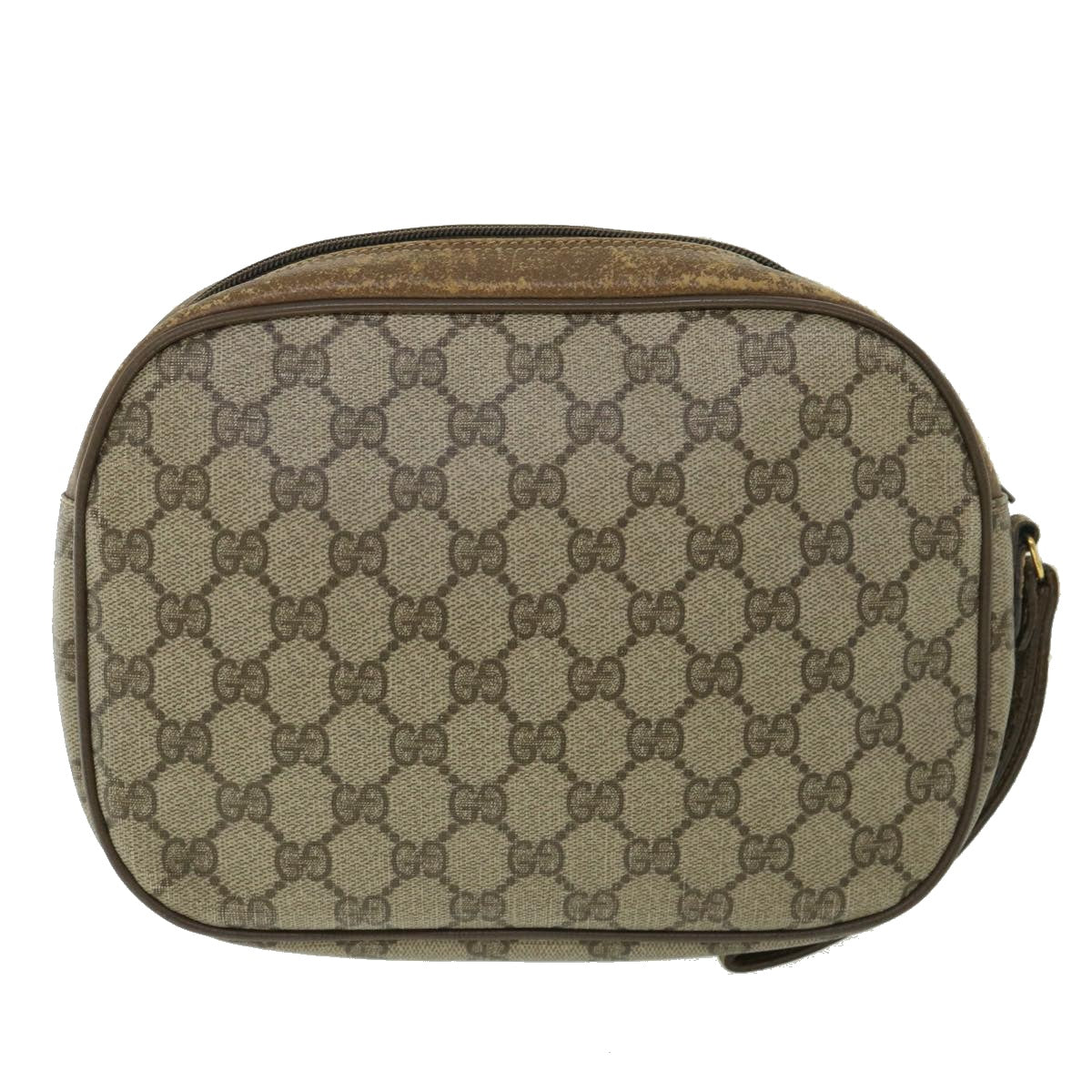 GUCCI GG Canvas Web Sherry Line Clutch Bag PVC Leather Beige Green ep1670
