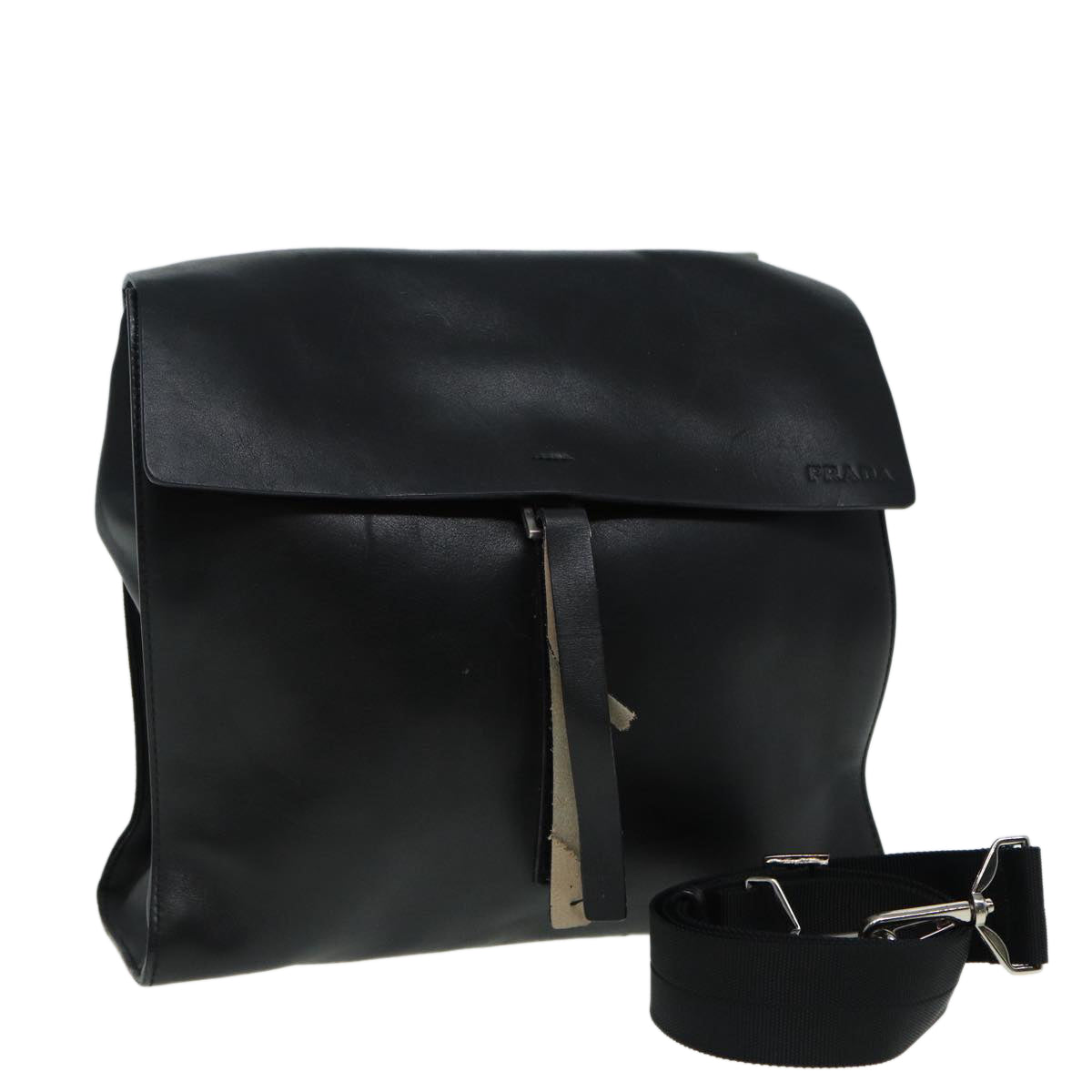 PRADA Shoulder Bag Leather Black ep3608