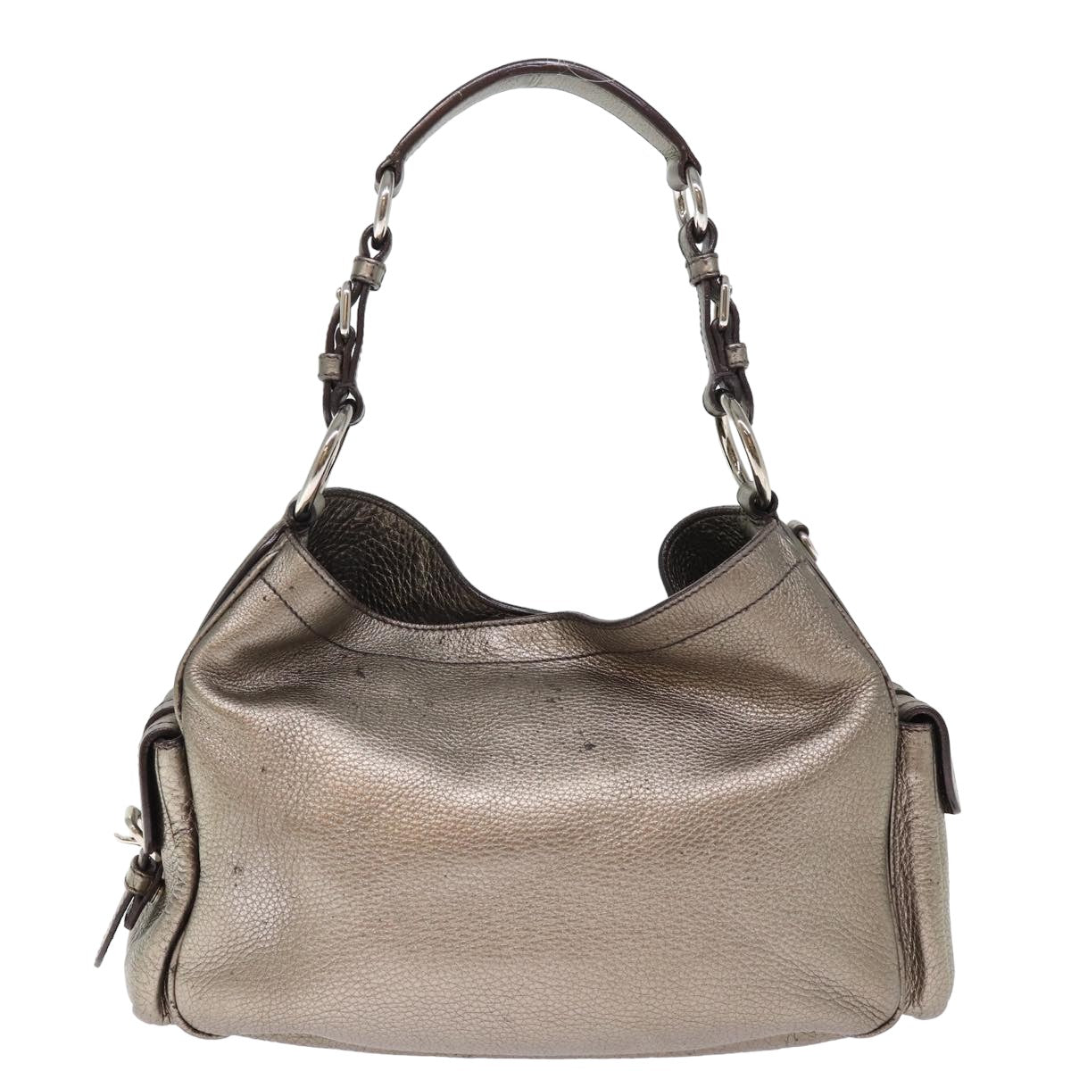 PRADA Shoulder Bag Leather Silver ep4586