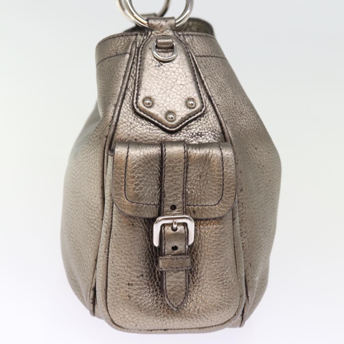 PRADA Shoulder Bag Leather Silver ep4586