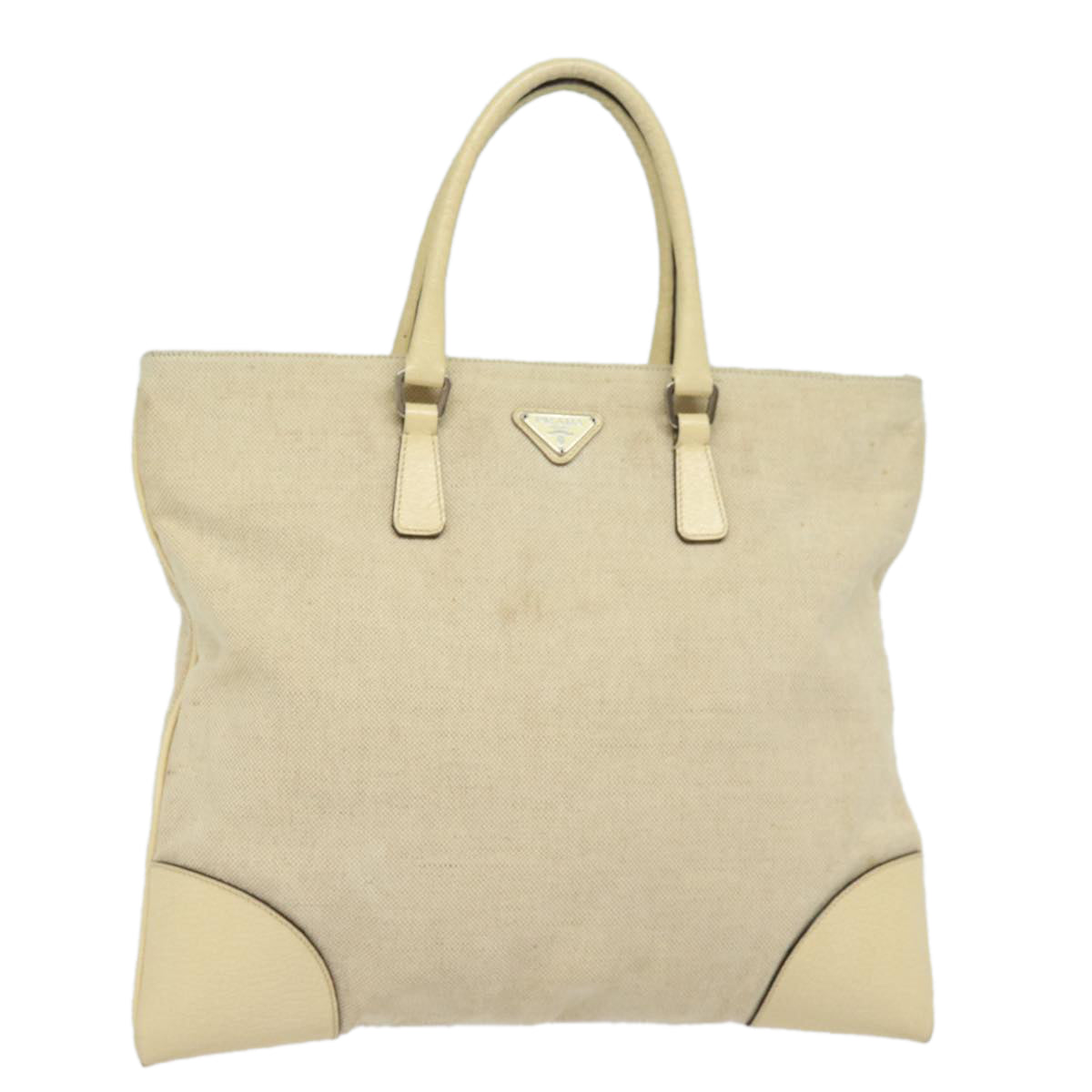 PRADA Hand Bag Canvas Beige ep4722