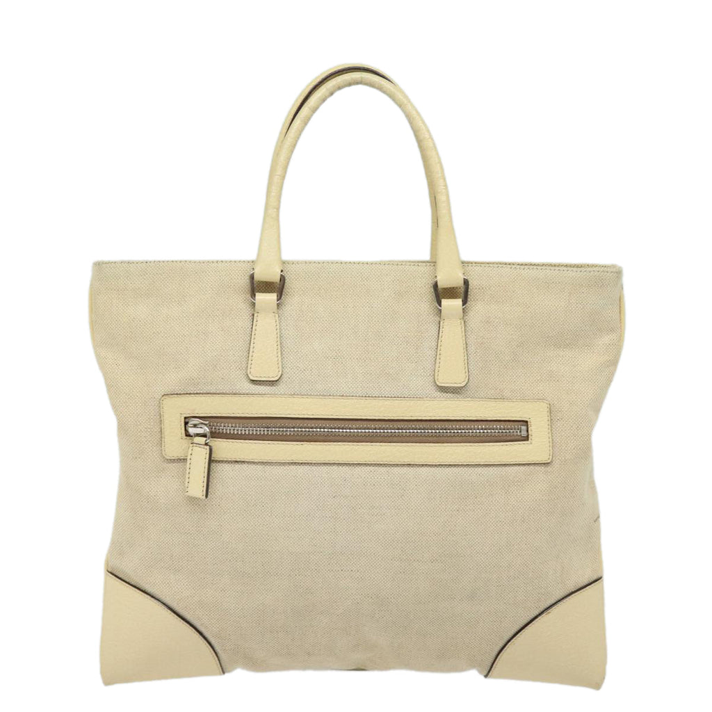 PRADA Hand Bag Canvas Beige ep4722