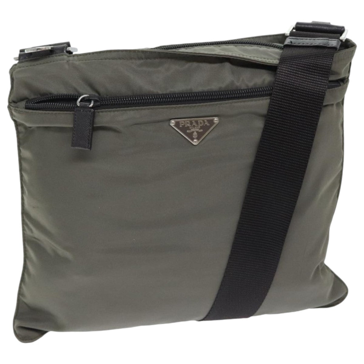 PRADA Shoulder Bag Nylon Gray Silver ep5770