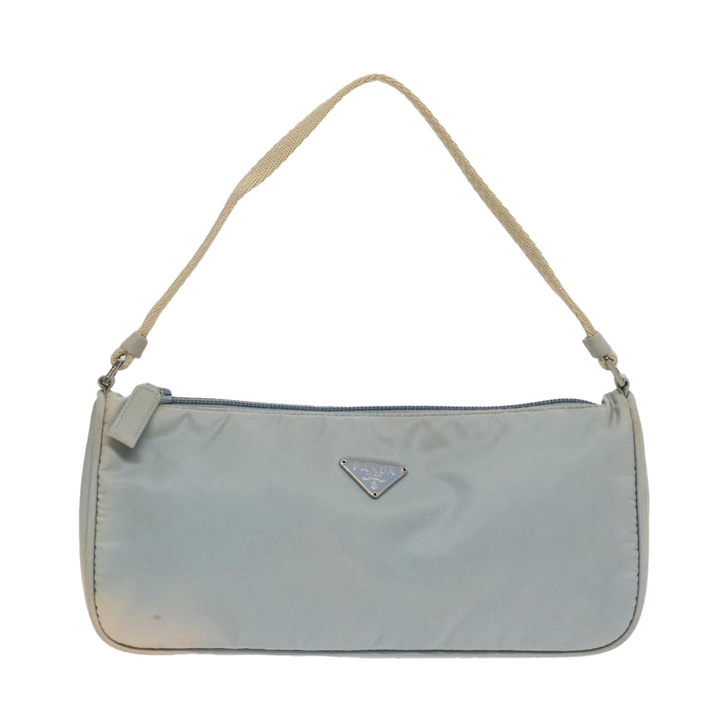 PRADA Pouch Nylon Blue Beige Silver ep5947