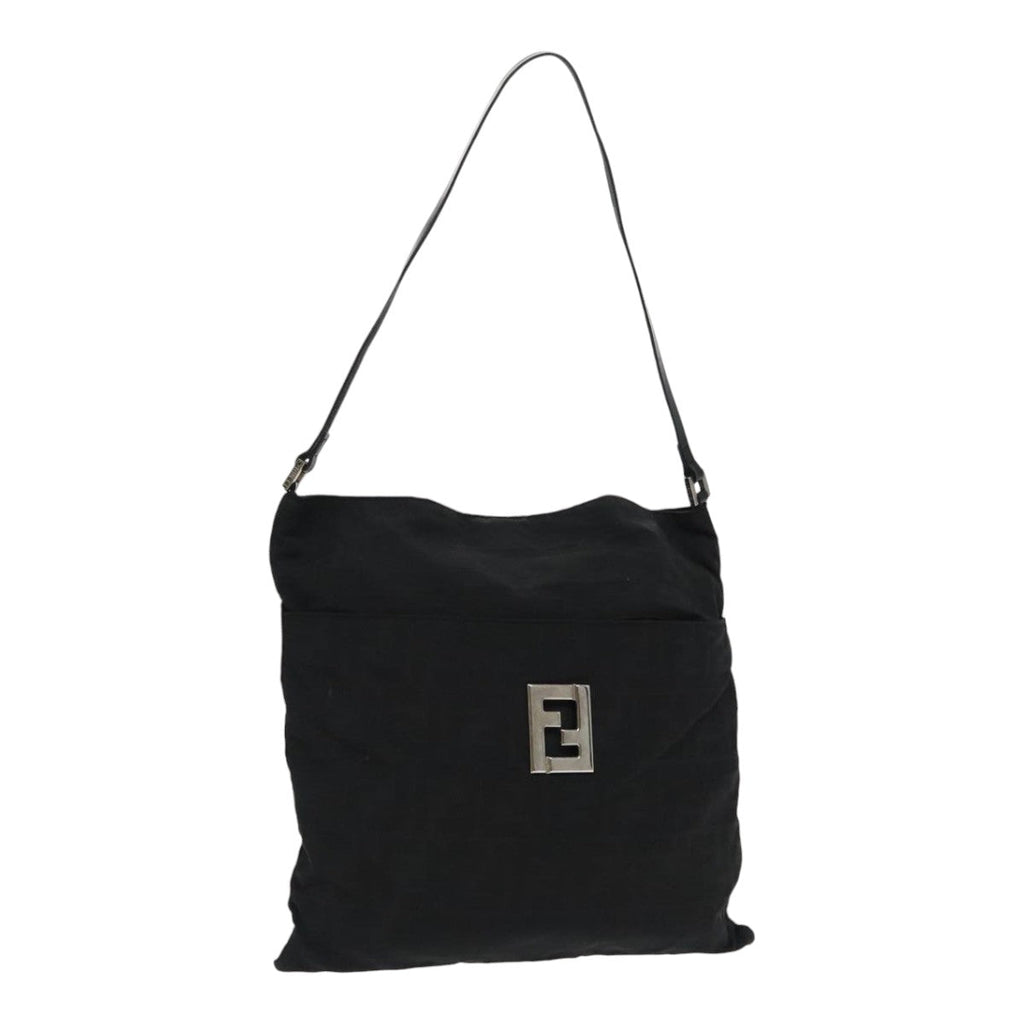 FENDI Zucca Canvas Shoulder Bag Nylon Black Silver ep6025