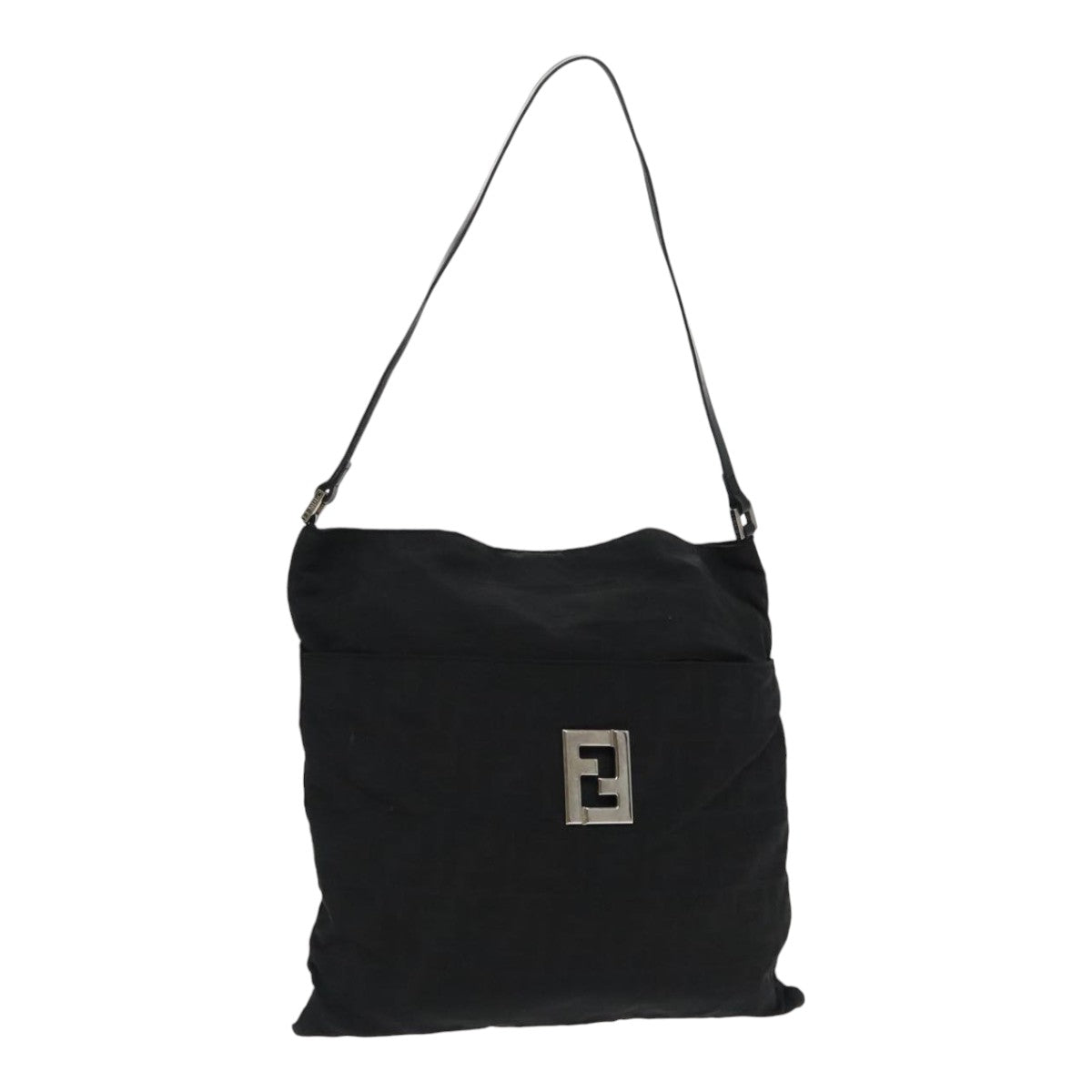 FENDI Zucca Canvas Shoulder Bag Nylon Black Silver ep6025