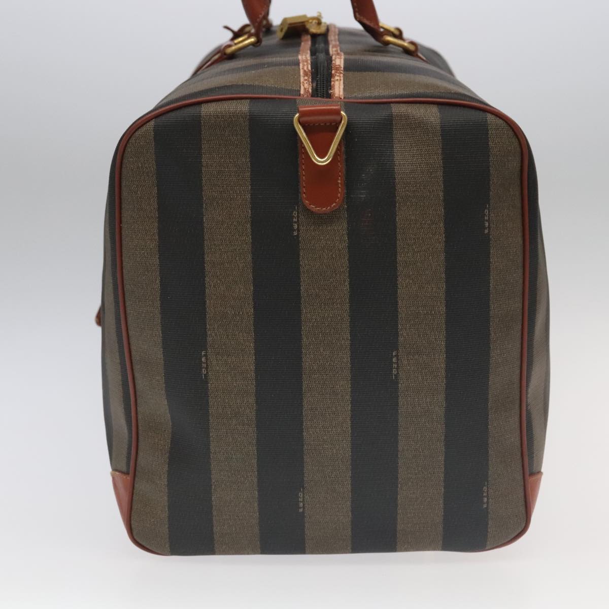 FENDI Pecan Canvas Boston Bag 2way Brown Black gold ep6281