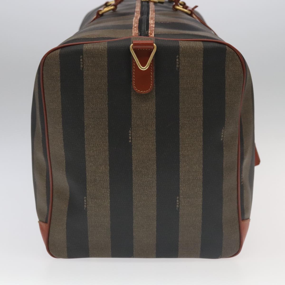 FENDI Pecan Canvas Boston Bag 2way Brown Black gold ep6281