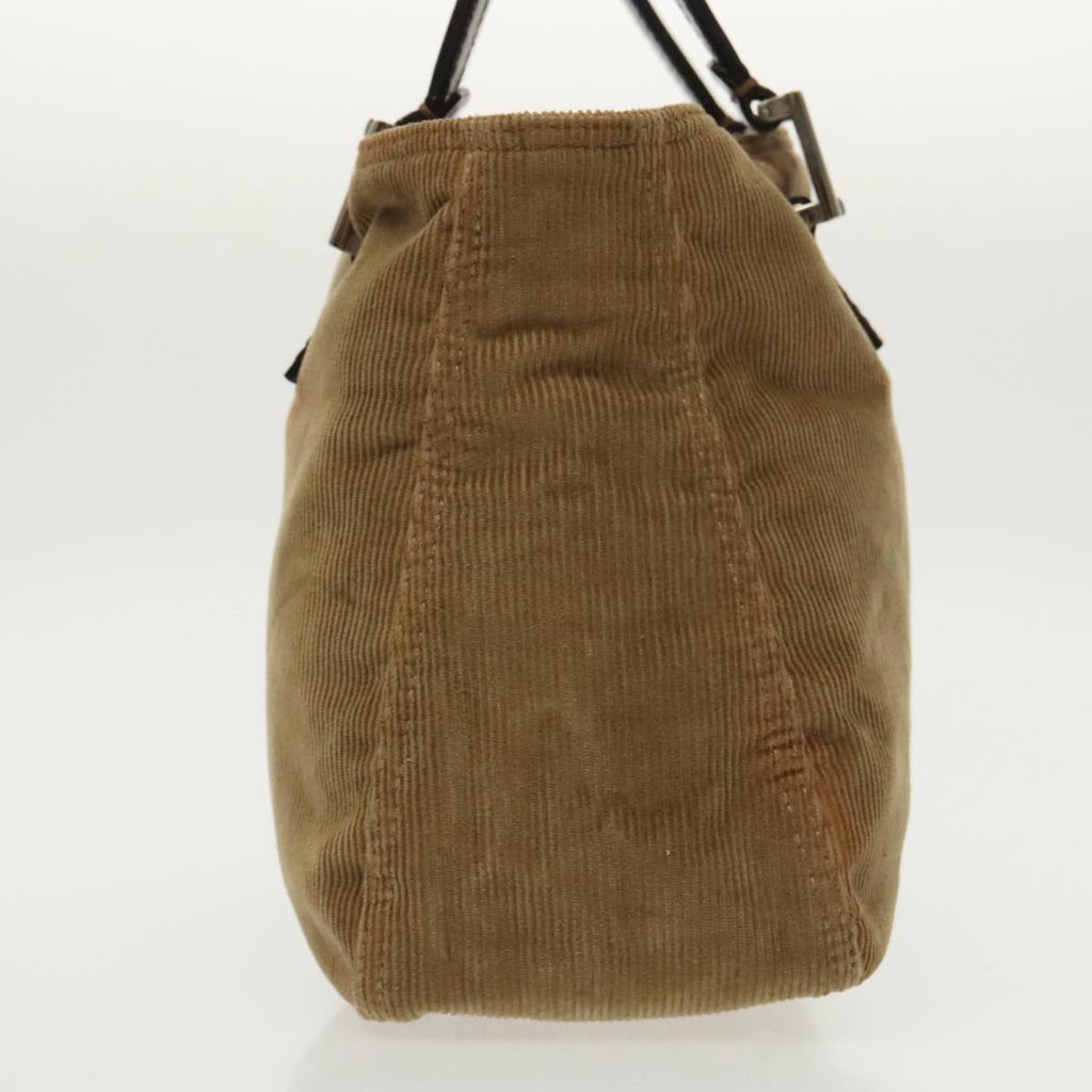 FENDI Hand Bag Corduroy Brown Silver ep6446