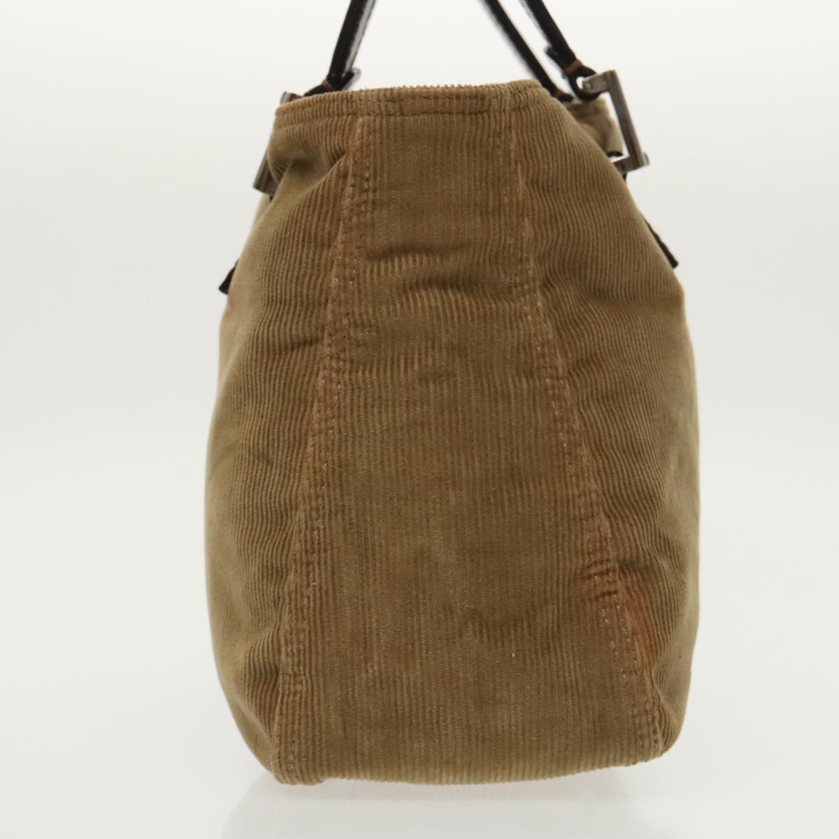 FENDI Hand Bag Corduroy Brown Silver ep6446