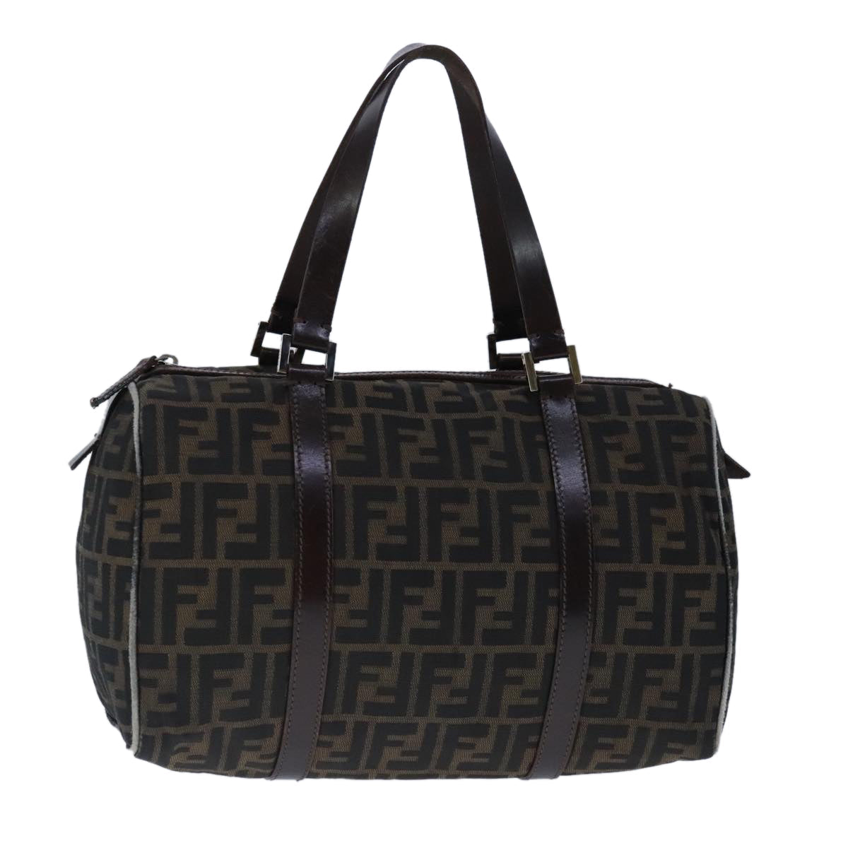 FENDI Zucca Canvas Hand Bag Brown Black Silver ep6691