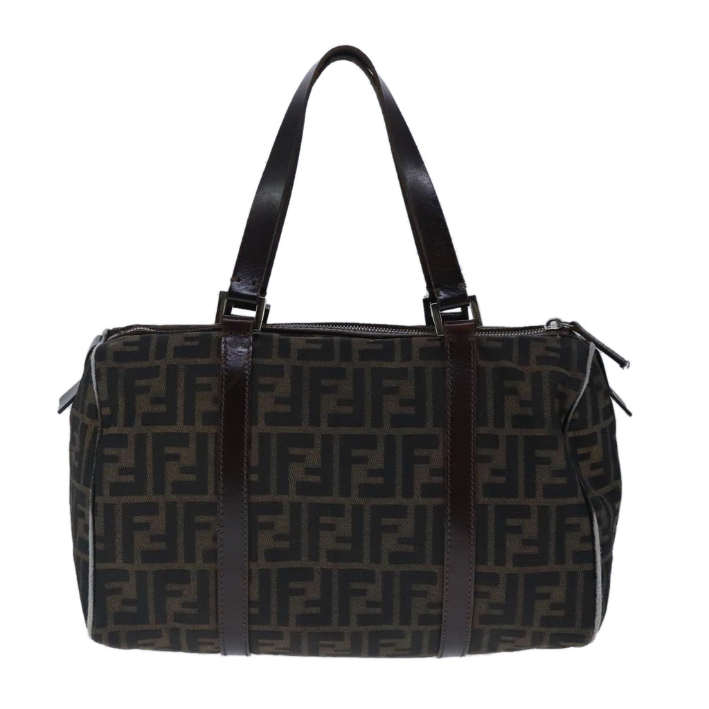 FENDI Zucca Canvas Hand Bag Brown Black Silver ep6691