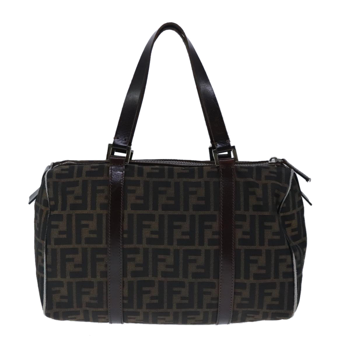 FENDI Zucca Canvas Hand Bag Brown Black Silver ep6691