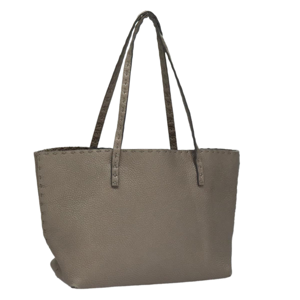 FENDI Celeria Hand Bag Leather Silver ep7070