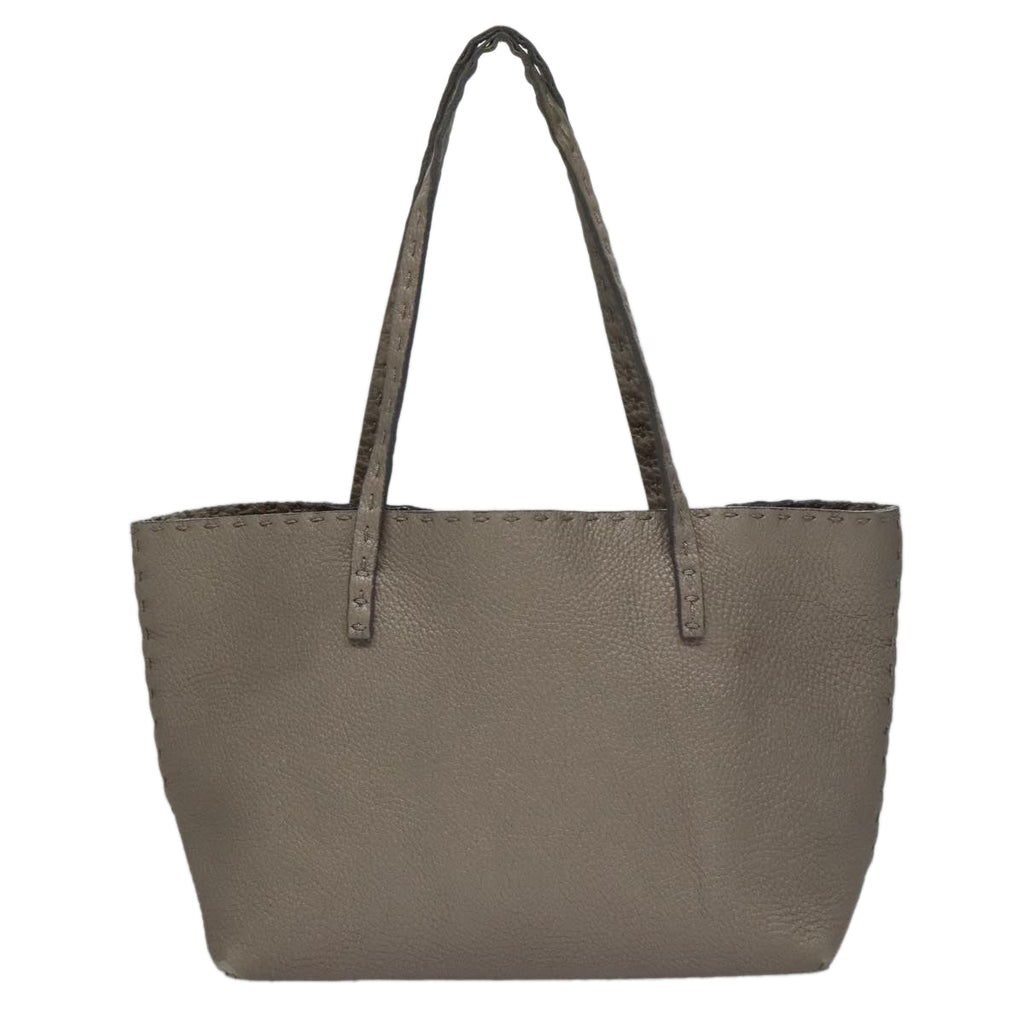 FENDI Celeria Hand Bag Leather Silver ep7070