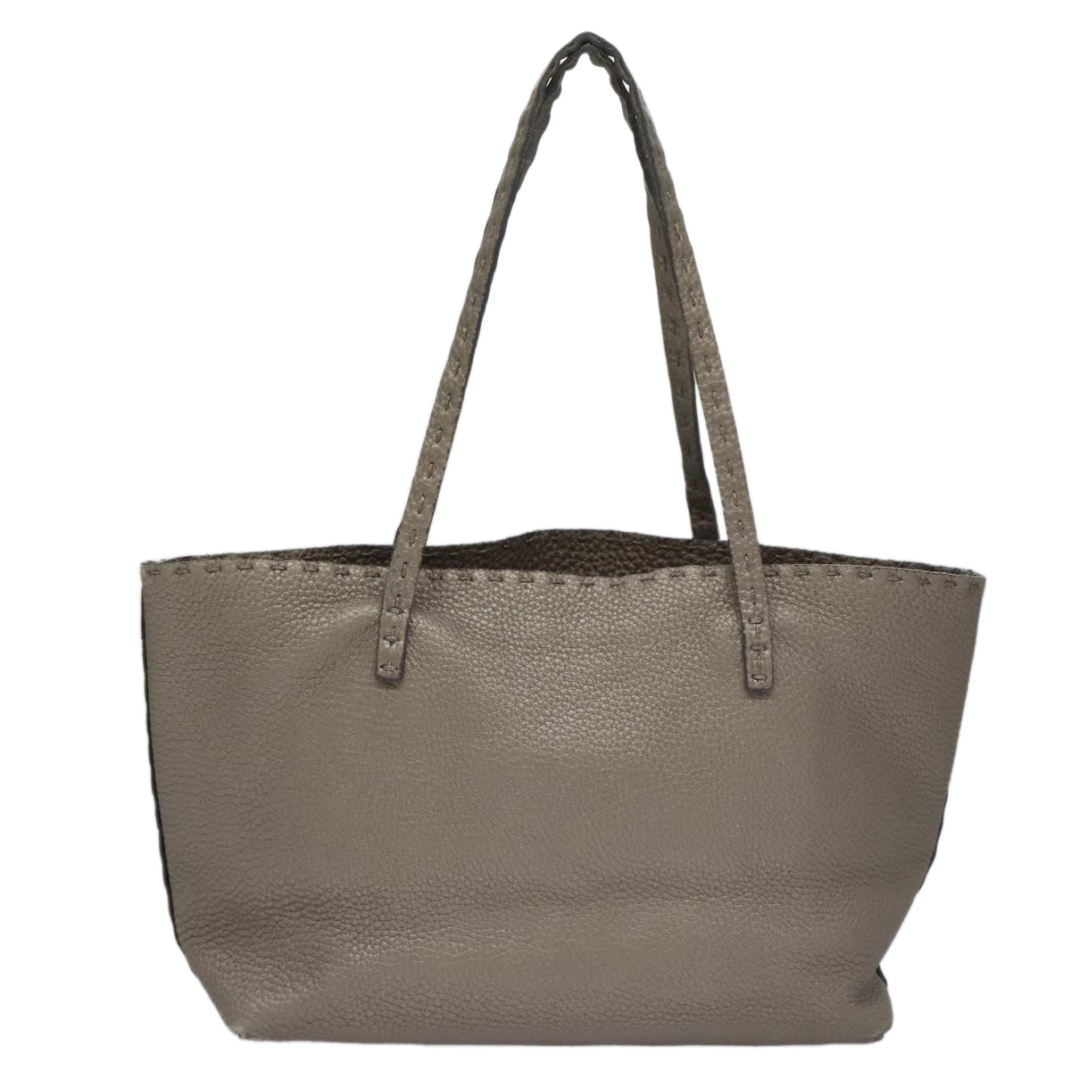 FENDI Celeria Hand Bag Leather Silver ep7070