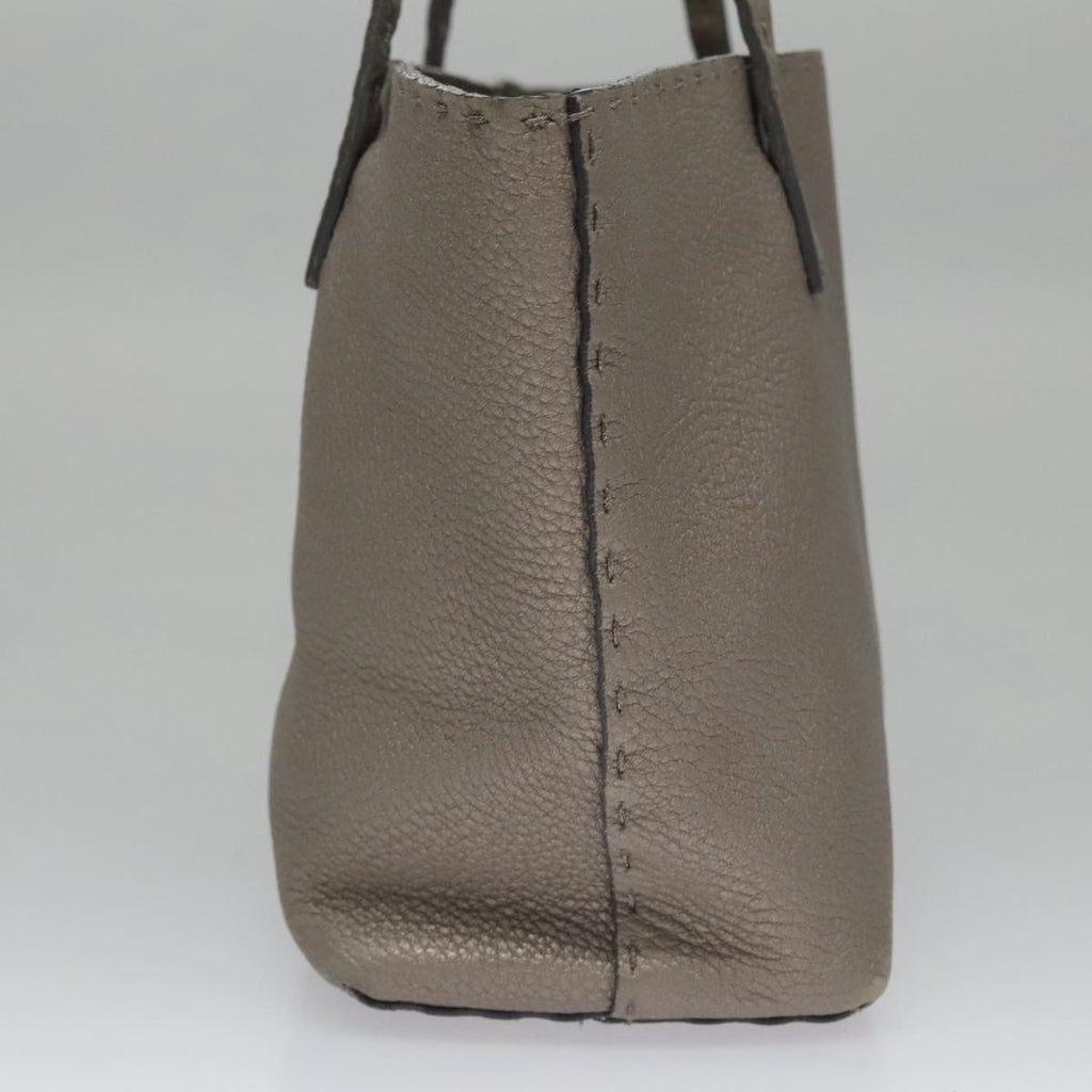 FENDI Celeria Hand Bag Leather Silver ep7070