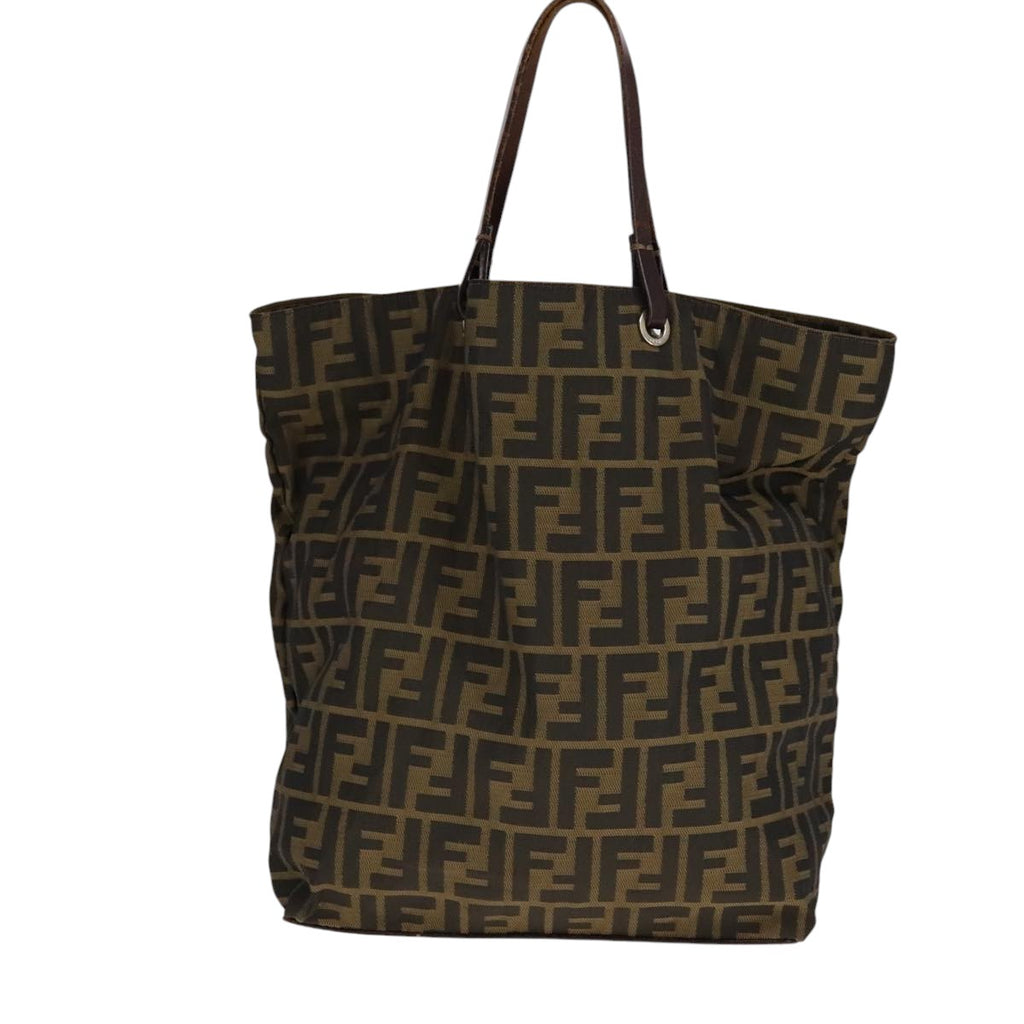 FENDI Zucca Canvas Hand Bag Brown Black ep7128