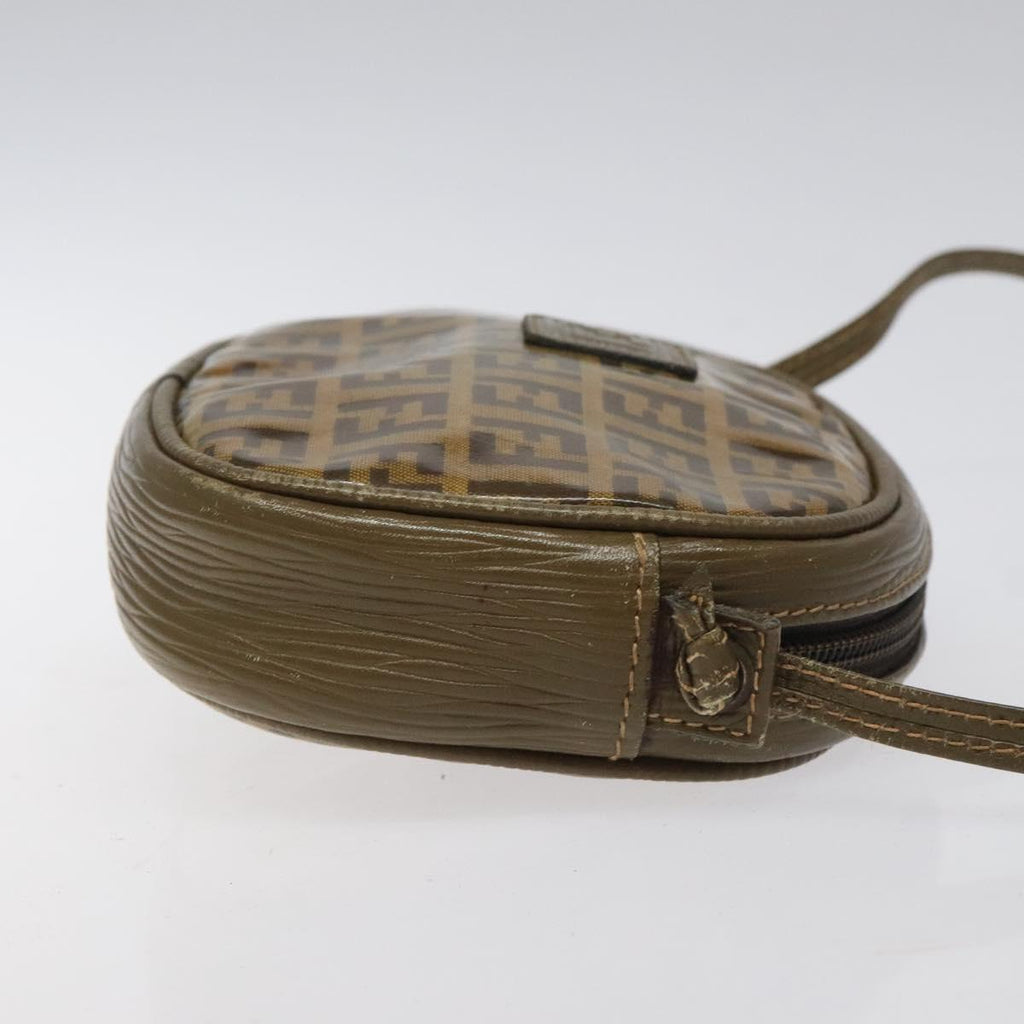 FENDI Zucchino Canvas Shoulder Bag Brown ep8229