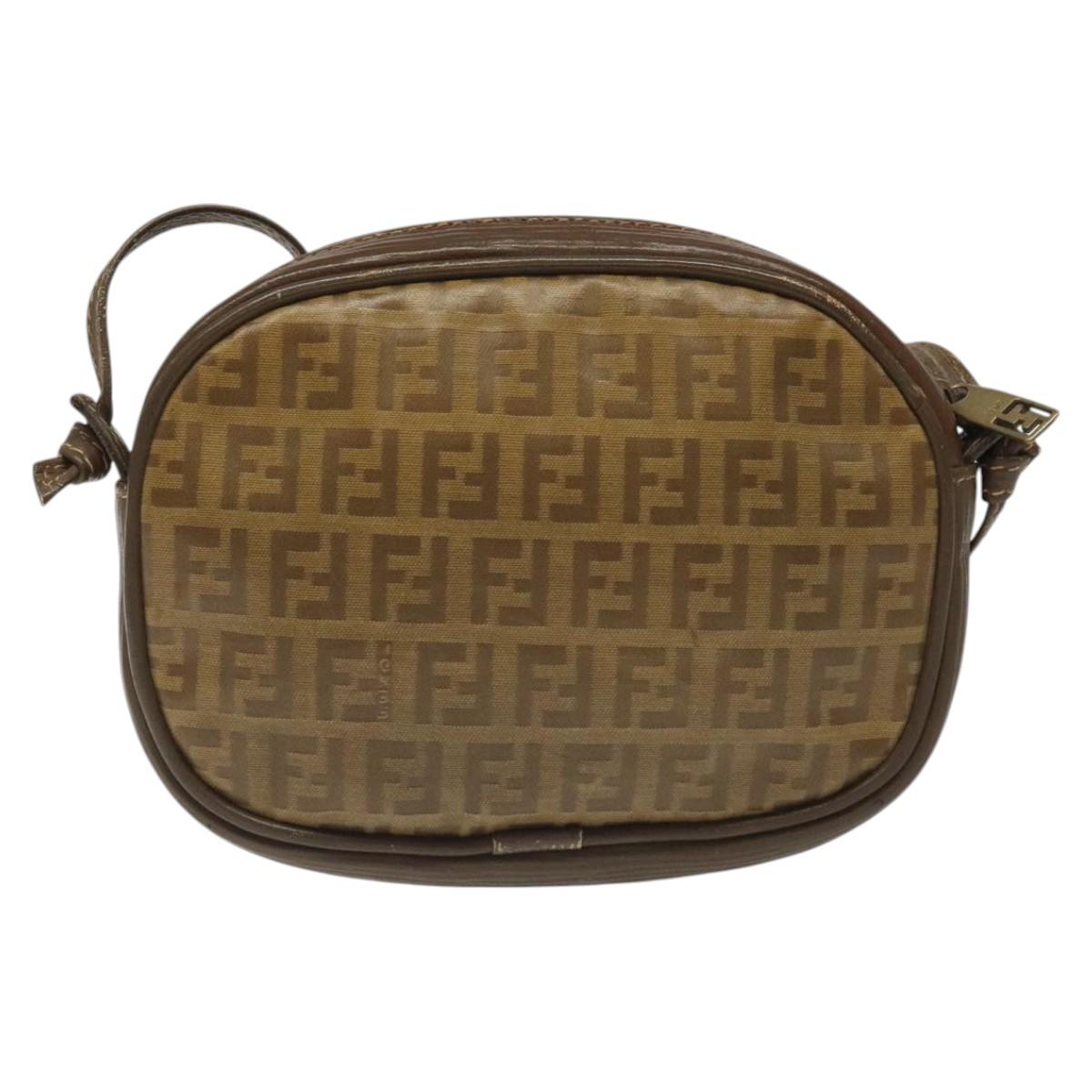FENDI Zucchino Canvas Shoulder Bag Beige ep8232