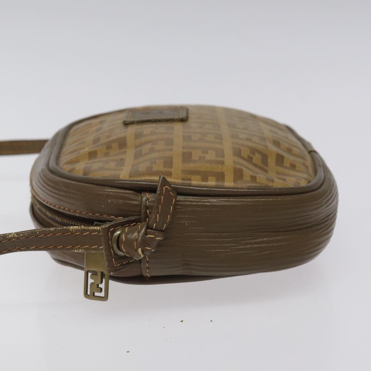 FENDI Zucchino Canvas Shoulder Bag Beige ep8232