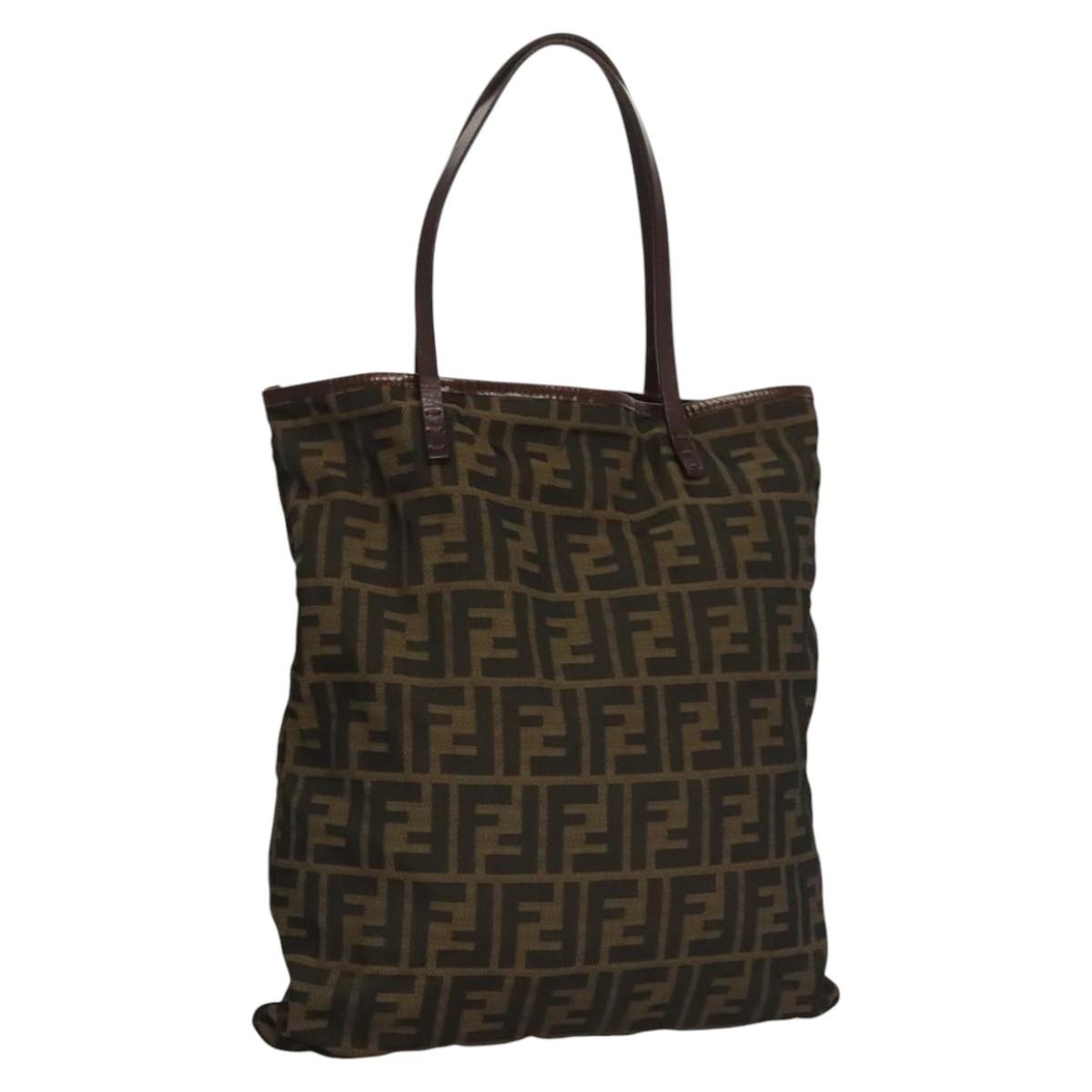 FENDI Zucca Canvas Hand Bag Brown Black ep8370