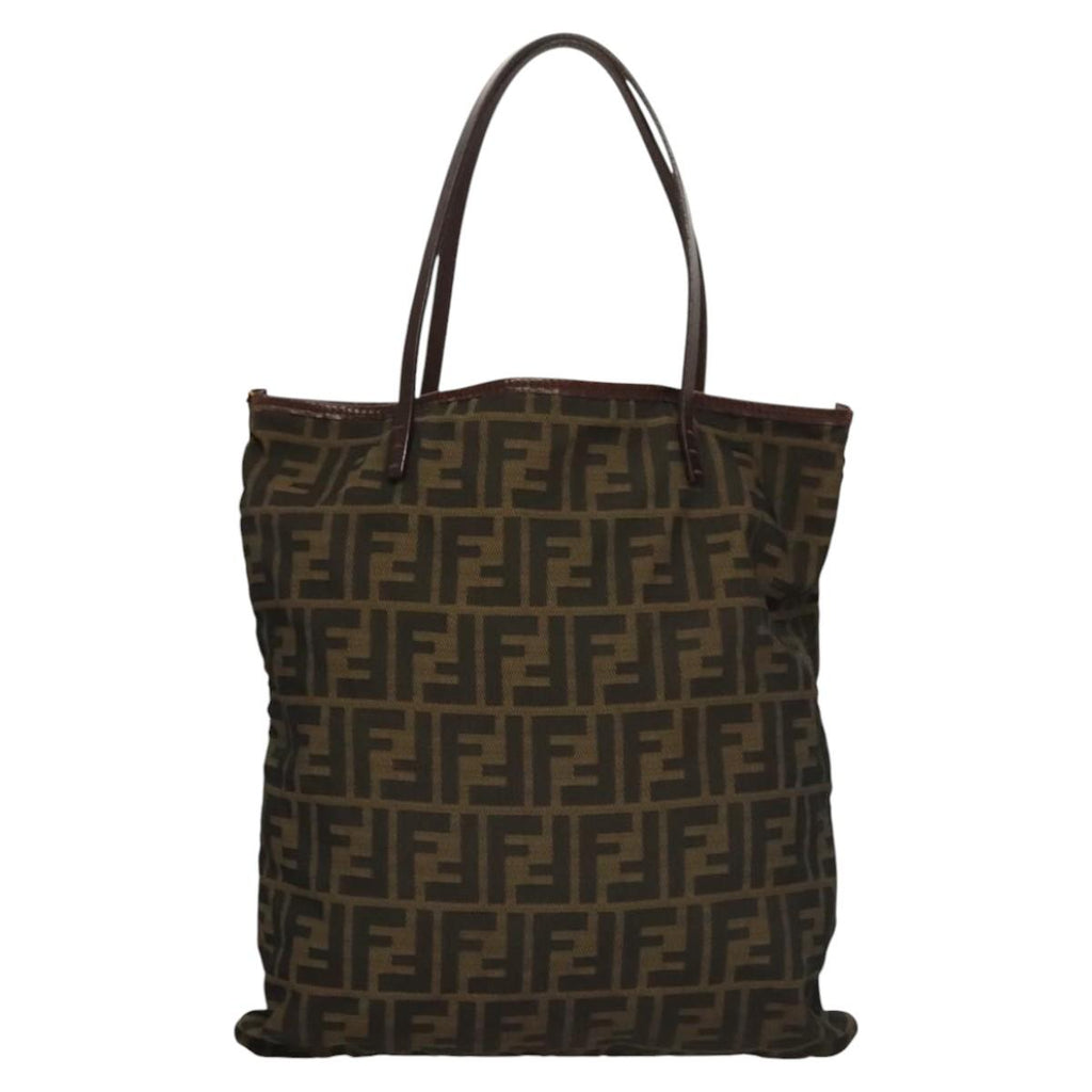 FENDI Zucca Canvas Hand Bag Brown Black ep8370