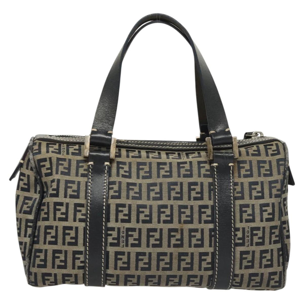 FENDI Zucchino Canvas Hand Bag Navy Silver ep8665