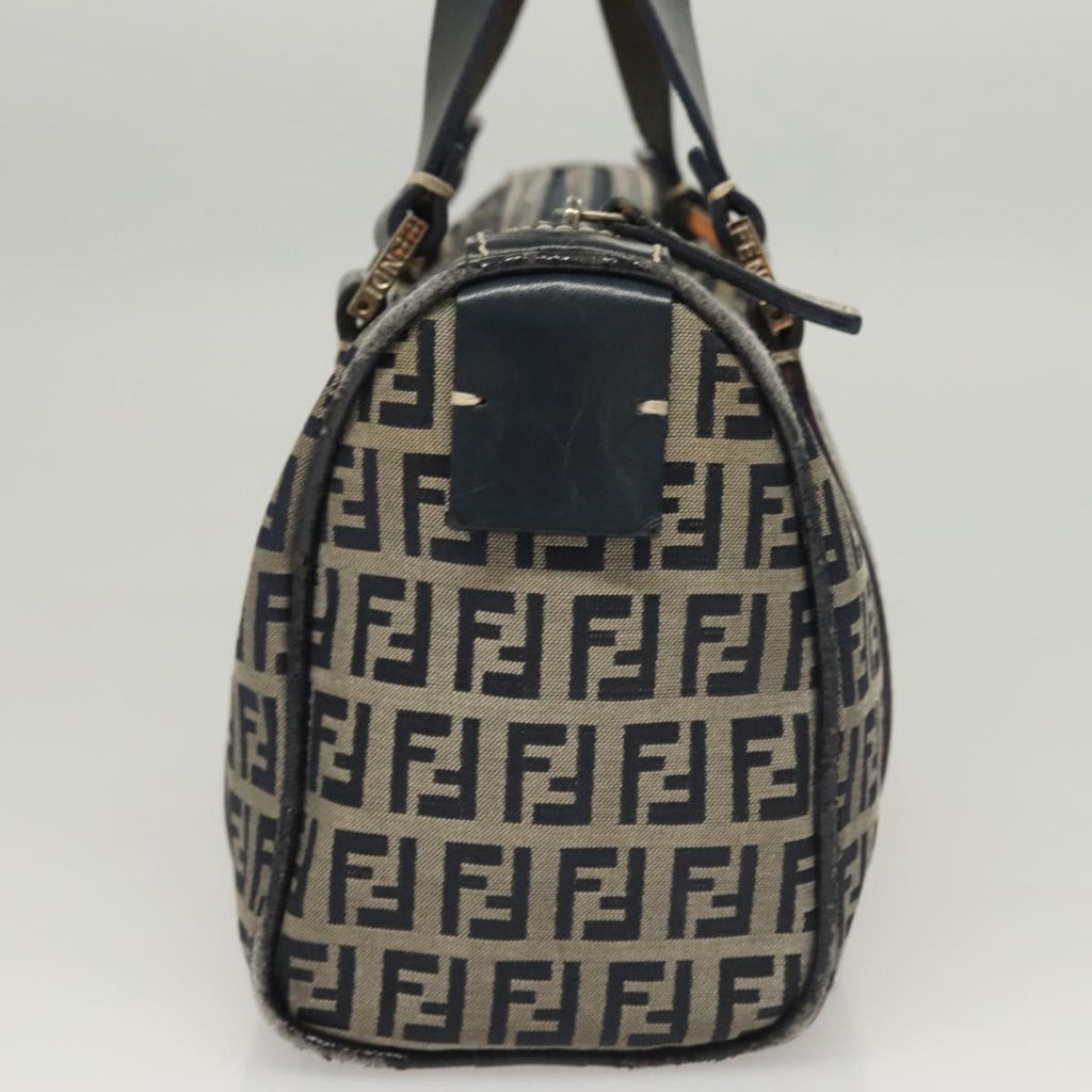 FENDI Zucchino Canvas Hand Bag Navy Silver ep8665
