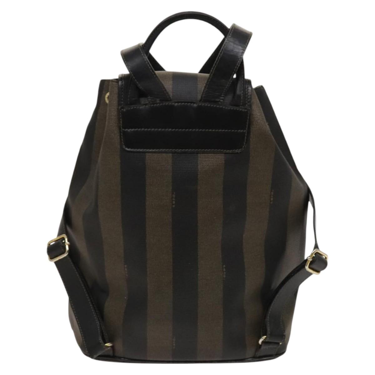 FENDI Pecan Canvas Backpack Brown Black gold ep8678