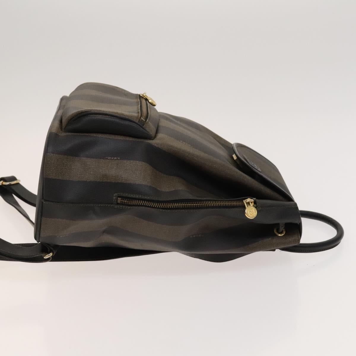 FENDI Pecan Canvas Backpack Brown Black gold ep8678