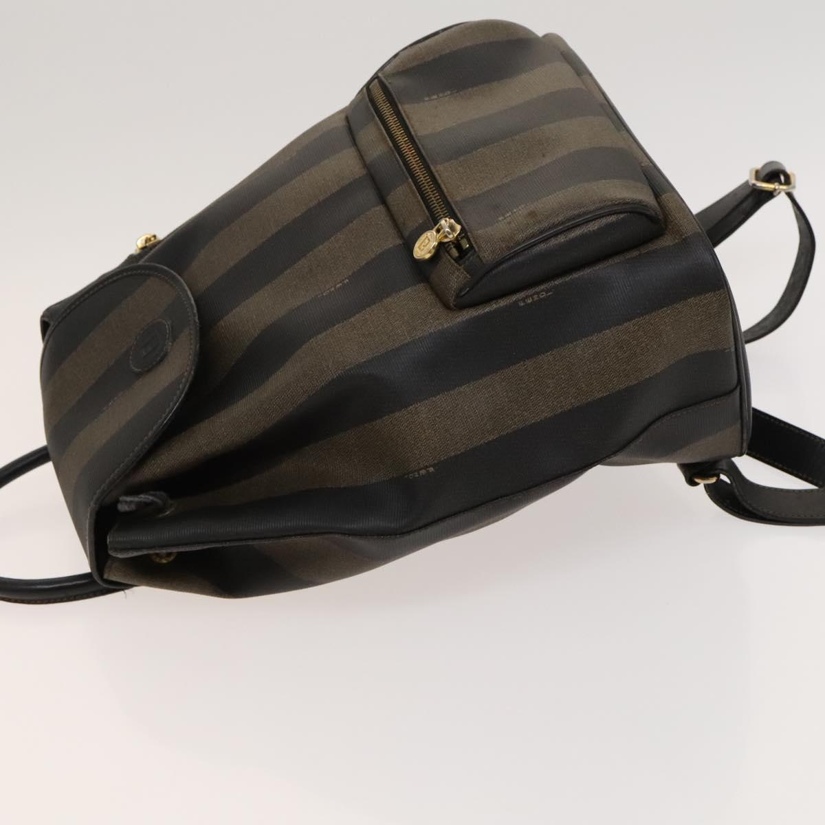 FENDI Pecan Canvas Backpack Brown Black gold ep8678