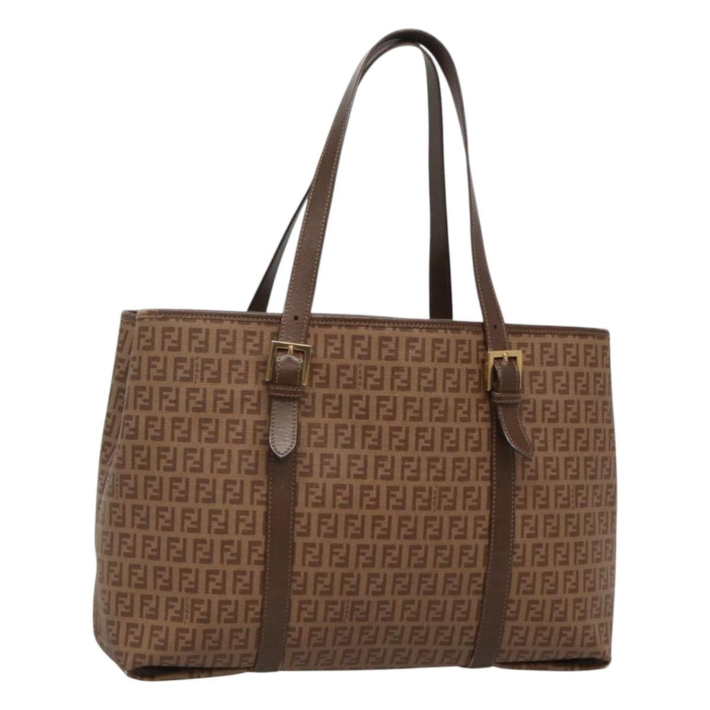 FENDI Zucchino Canvas Tote Bag Beige Gold ep8686