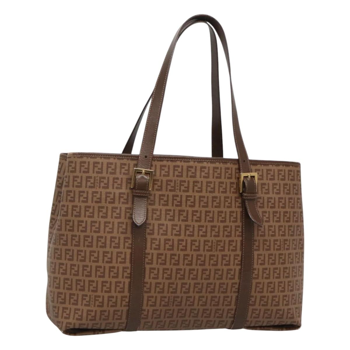 FENDI Zucchino Canvas Tote Bag Beige Gold ep8686