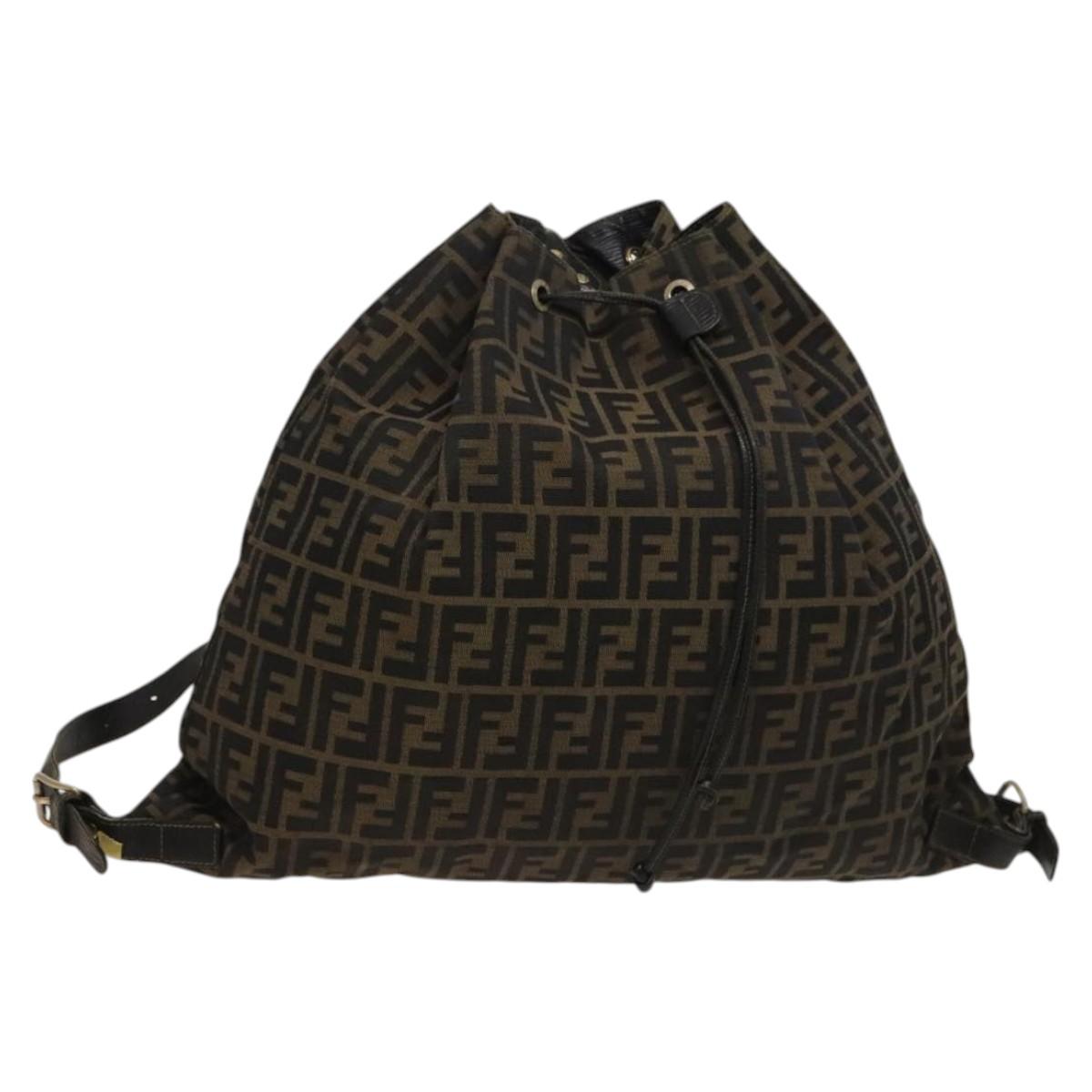 FENDI Zucca Canvas Backpack Brown Black gold ep8792