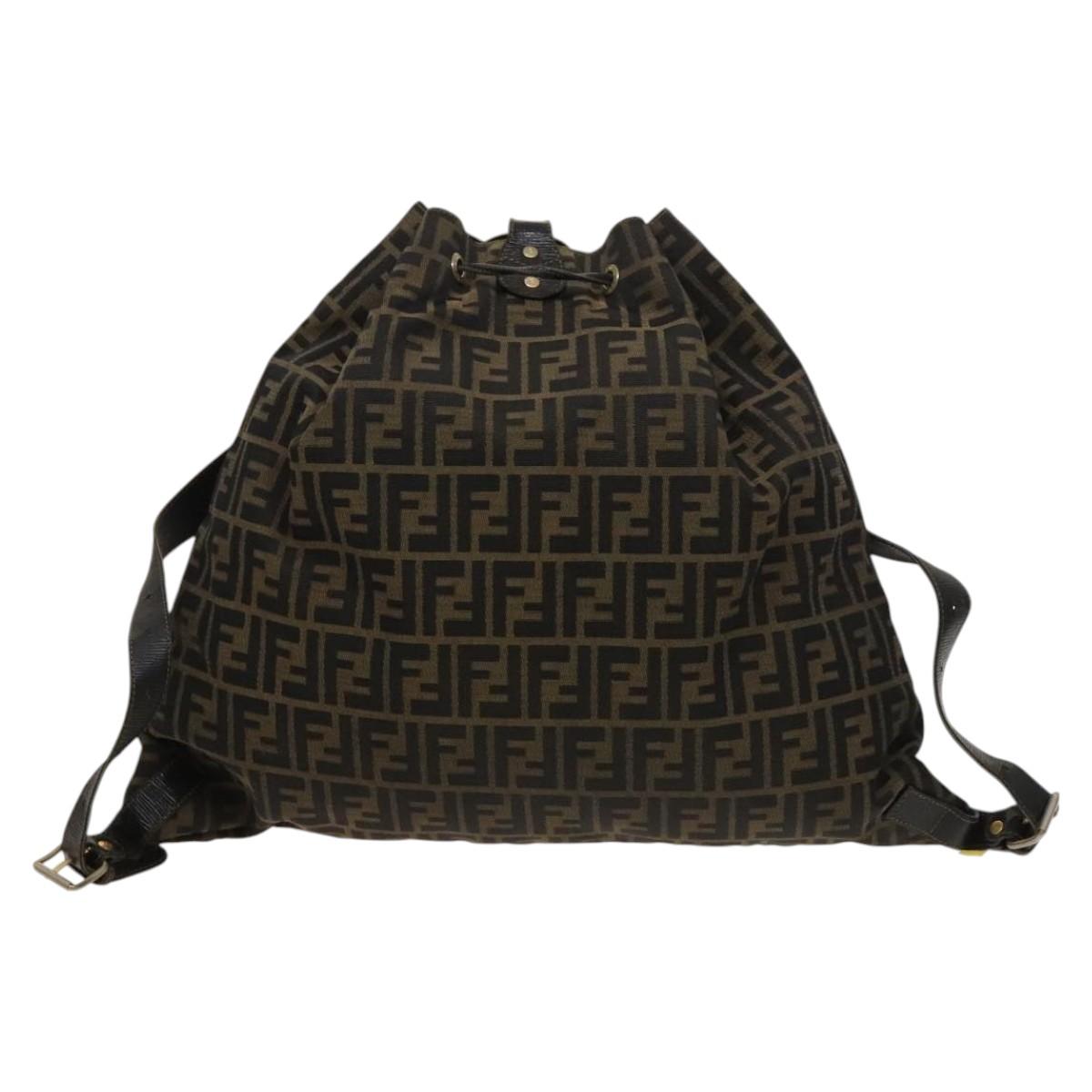 FENDI Zucca Canvas Backpack Brown Black gold ep8792