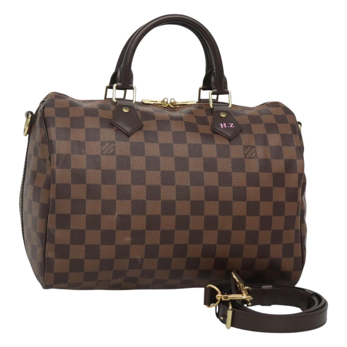 LOUIS VUITTON Damier Ebene Speedy Bandouliere 30 Hand Bag N41367 LV ep9019