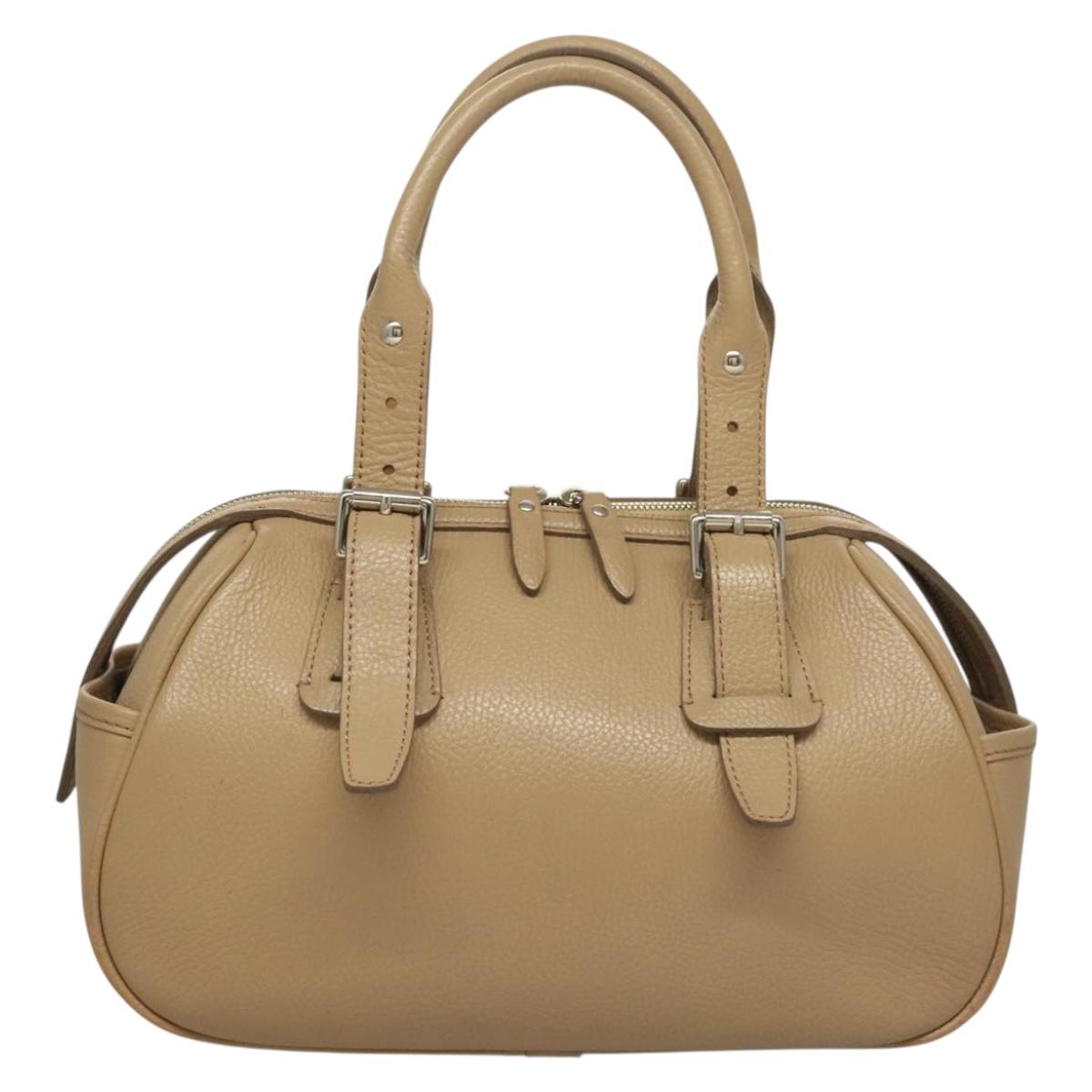 BURBERRY Hand Bag Leather Beige Silver ep9861