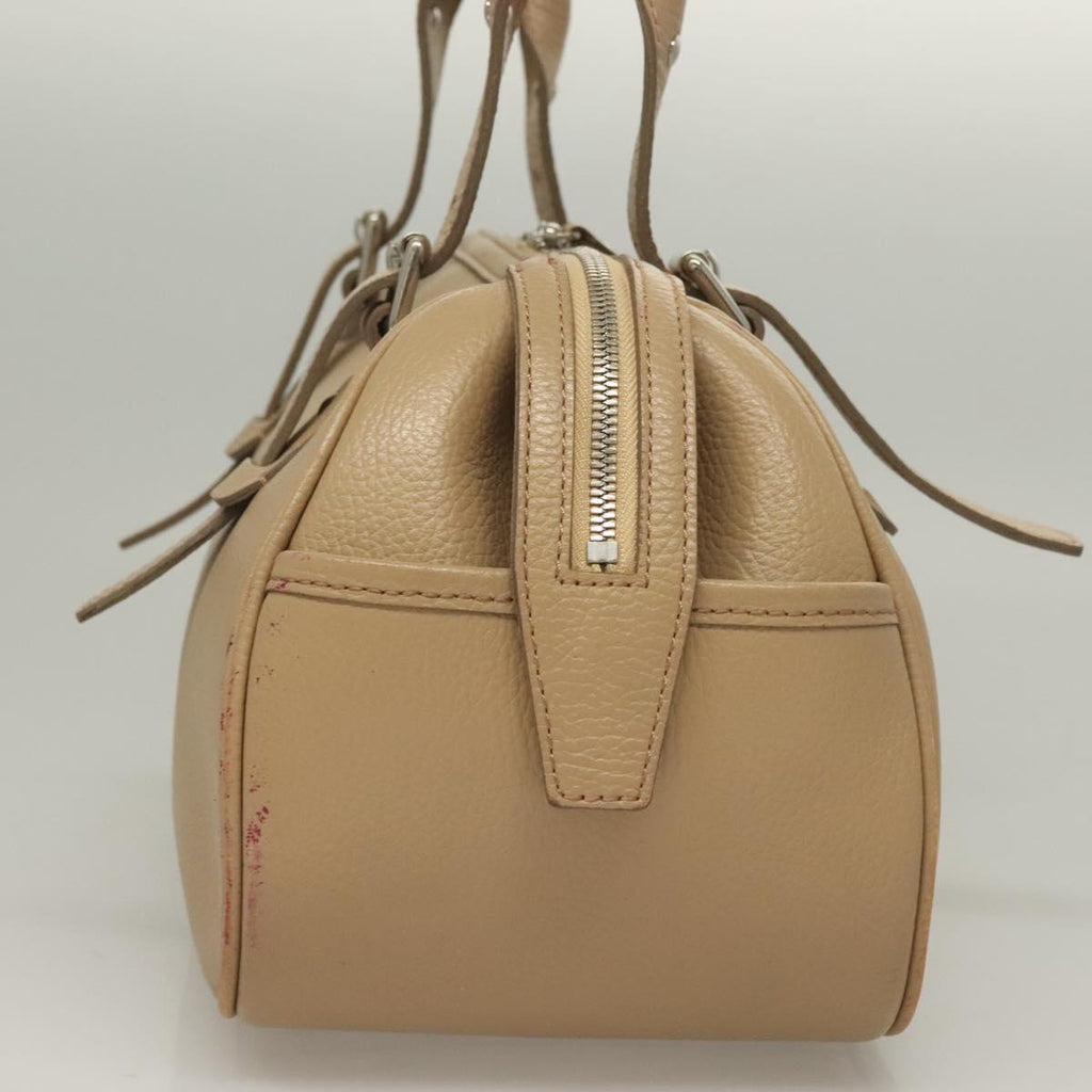 BURBERRY Hand Bag Leather Beige Silver ep9861